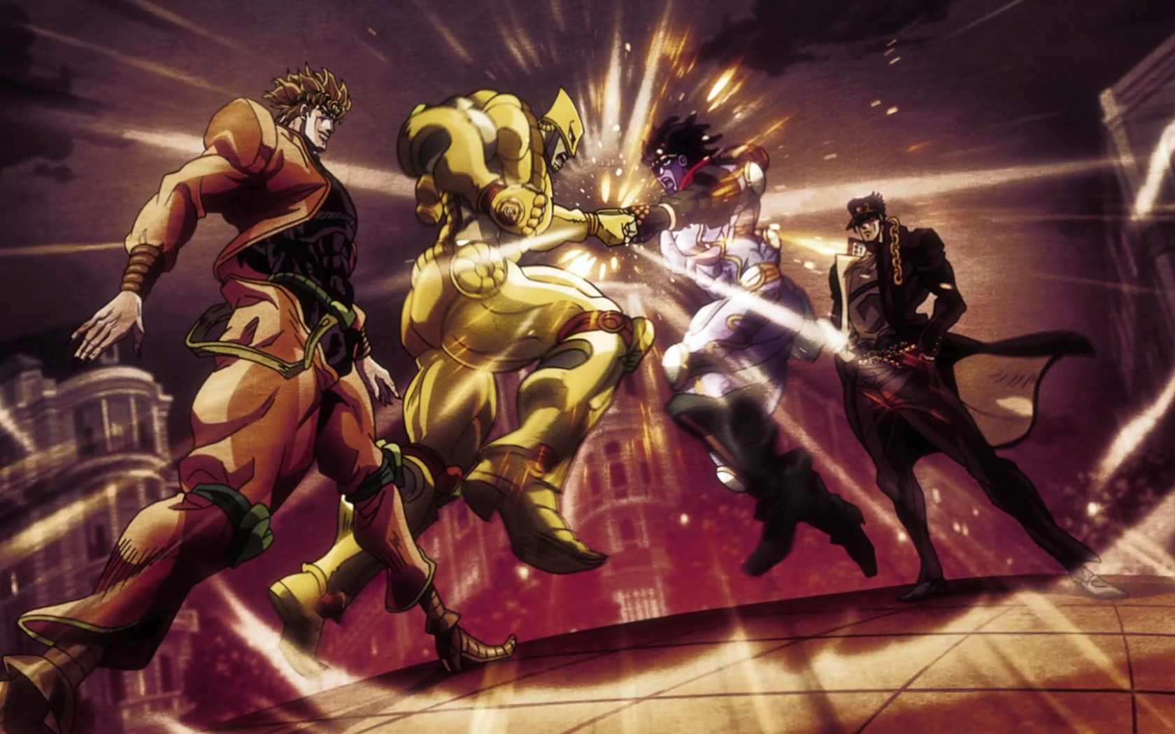 Схватка персонажей аниме Приключения Джоджо