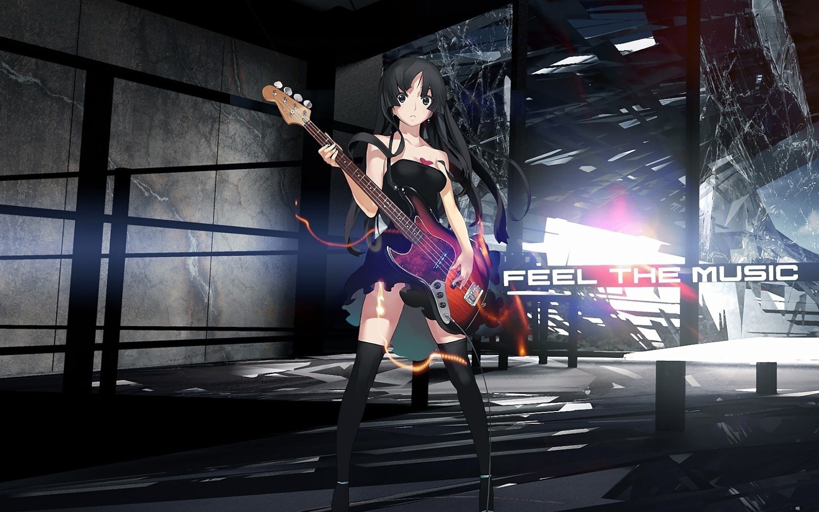 Девушка аниме Akiyama Mio с гитарой