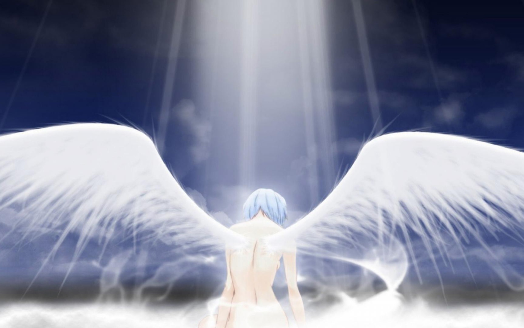 Ангел аниме в лучах света