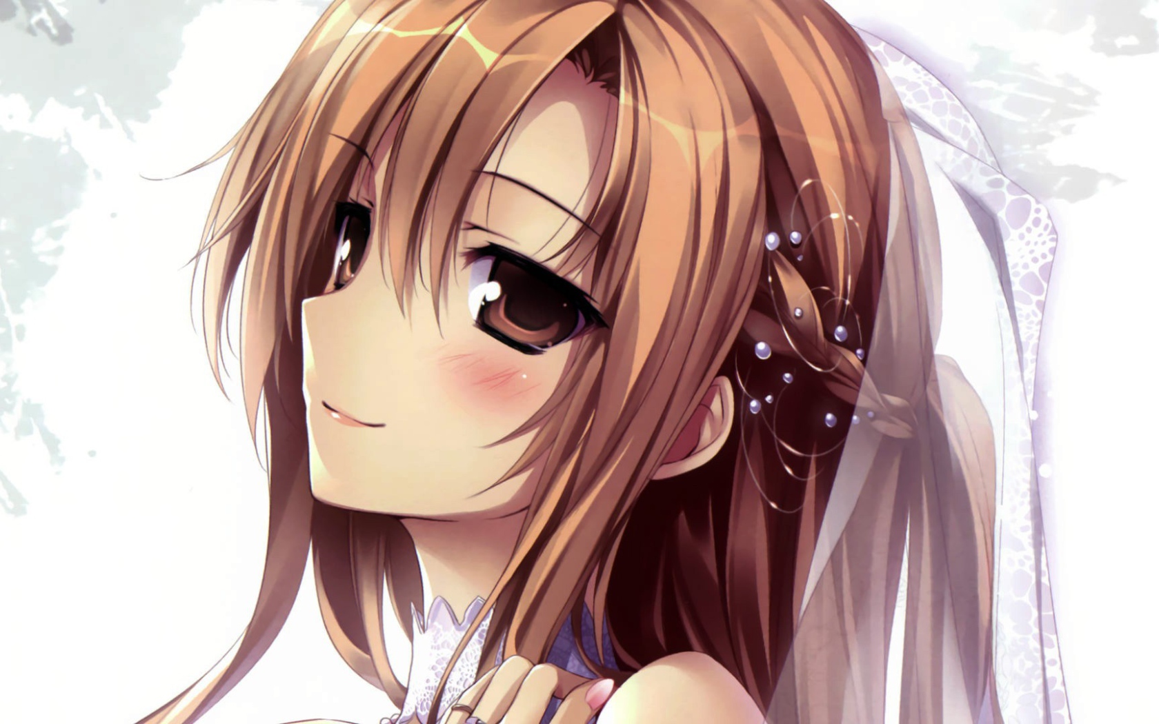 Аниме девушка Yuuki Asuna в свадебной фате