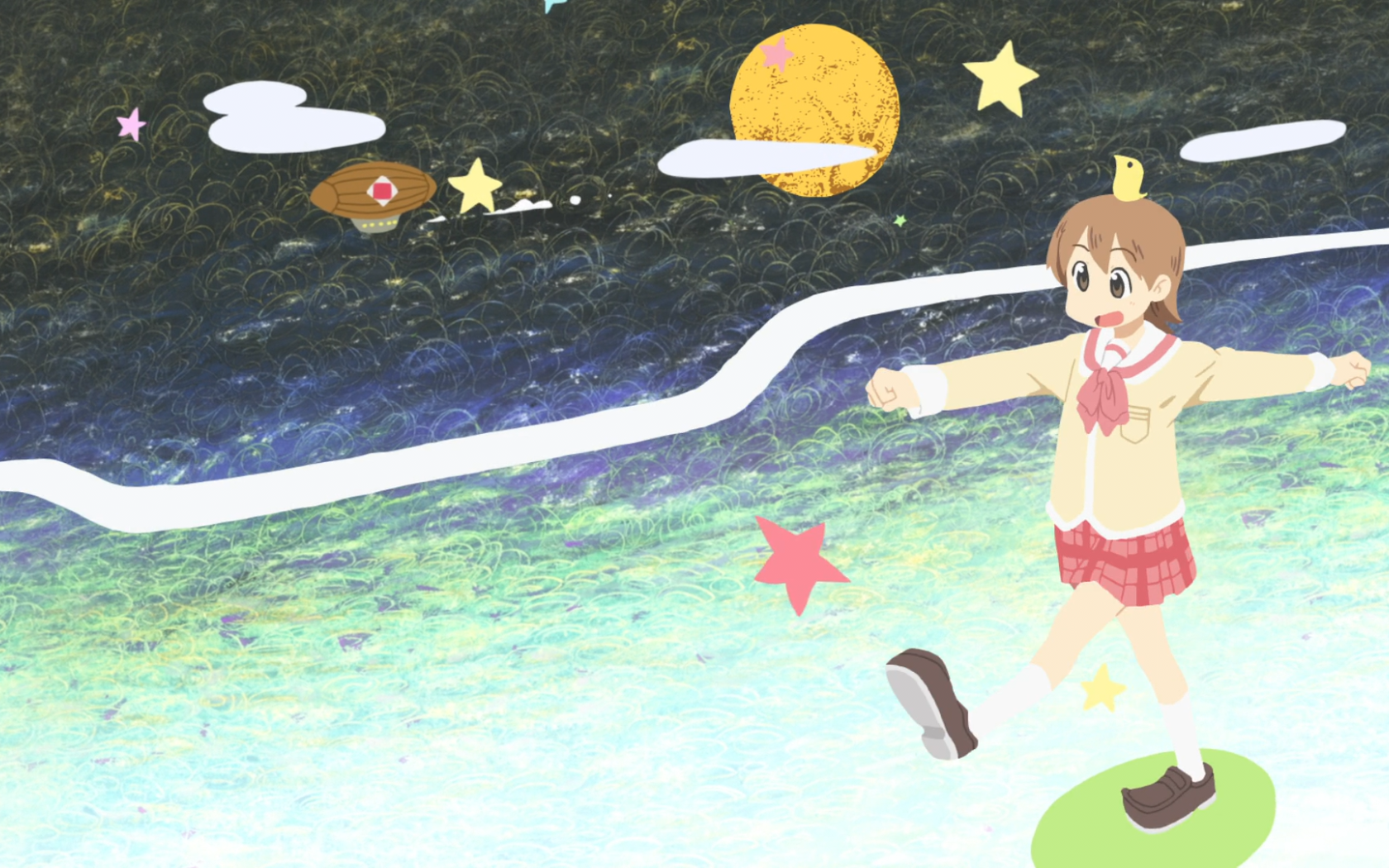 Аниме девушка на детском рисунке