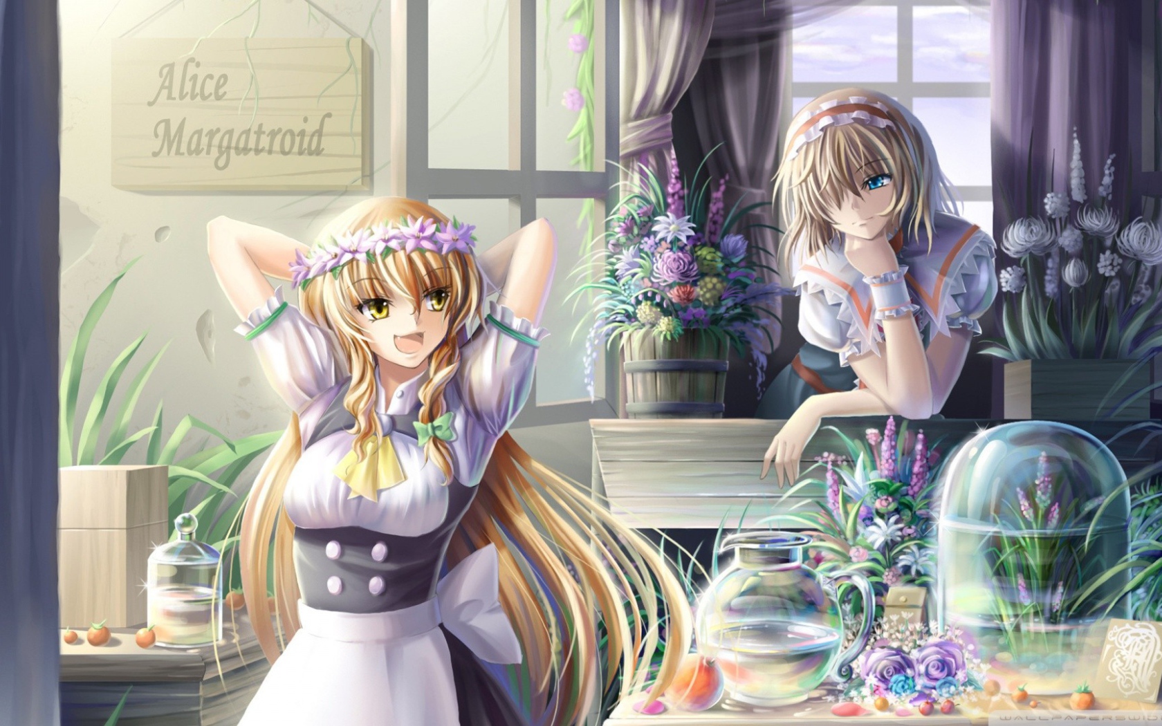 Аниме девушки продают цветы