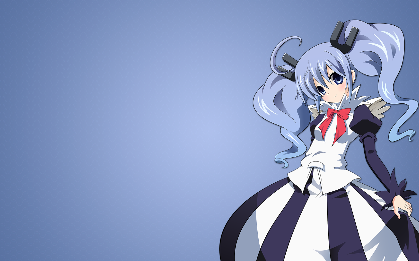 Девушка аниме с голубыми волосами на голубом фоне