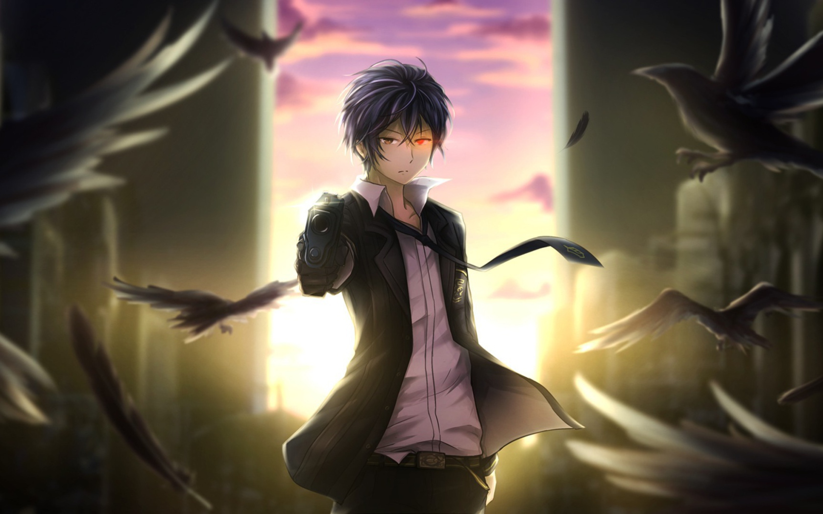 Герой аниме среди воронов