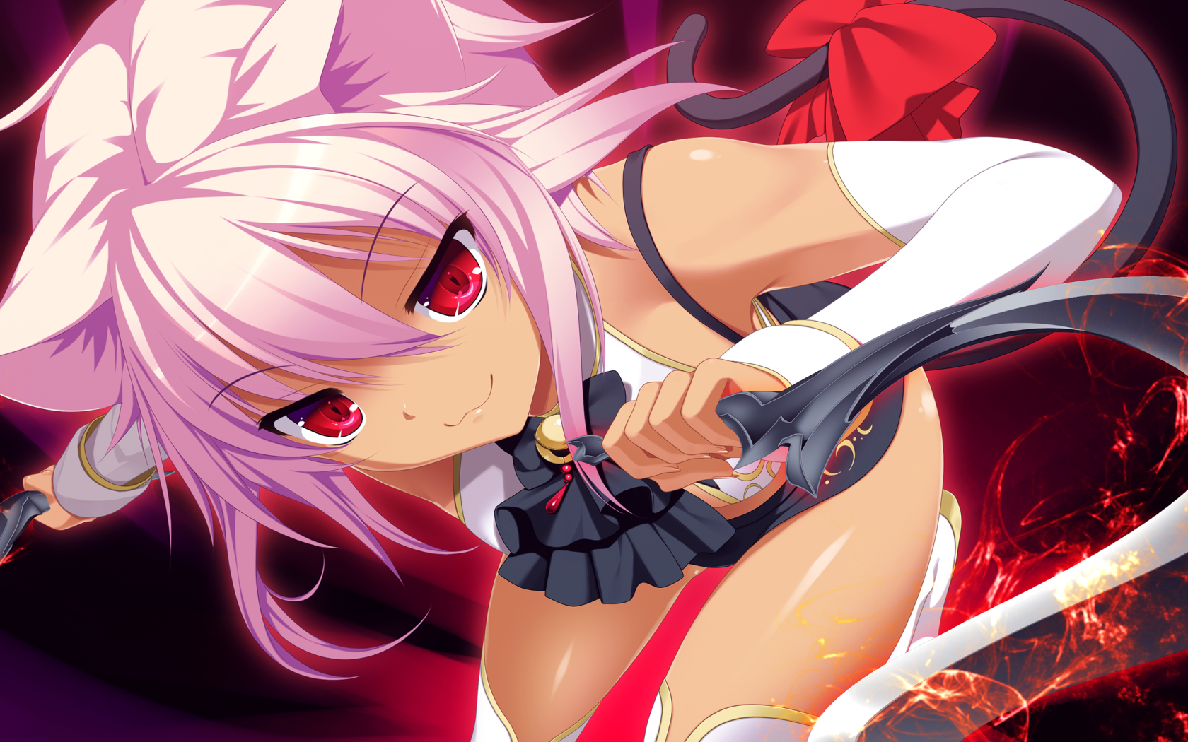 Злая девушка аниме с розовыми волосами