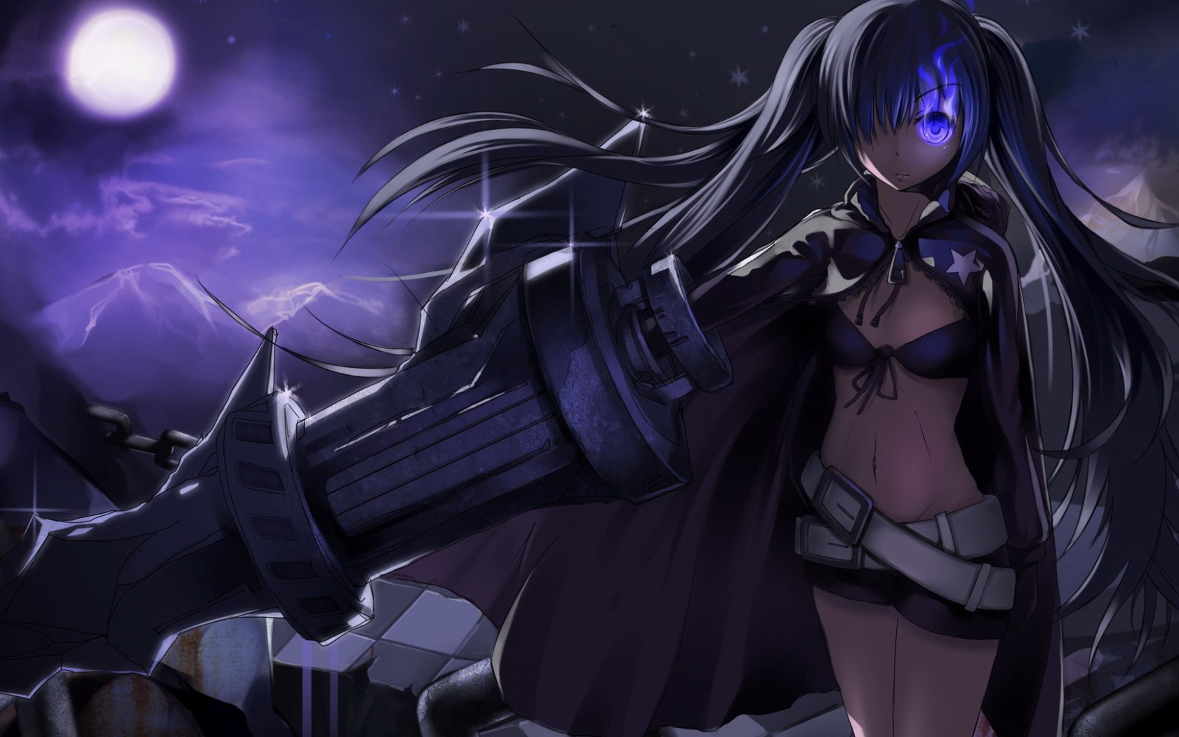 Девушка с большим оружием в аниме Black Rock Shooter