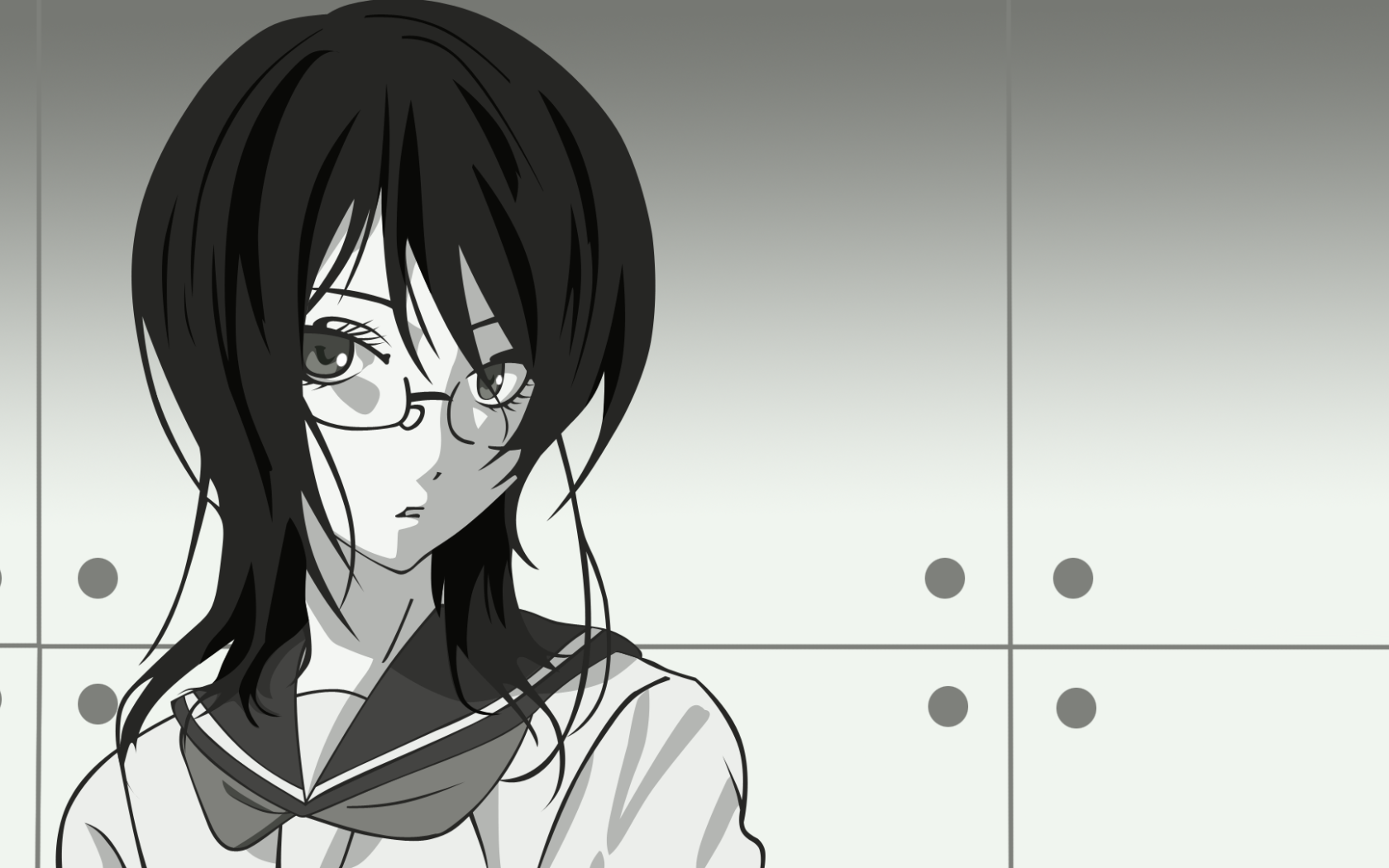 Девушка в очках в аниме Sayonara Zetsubou Sensei