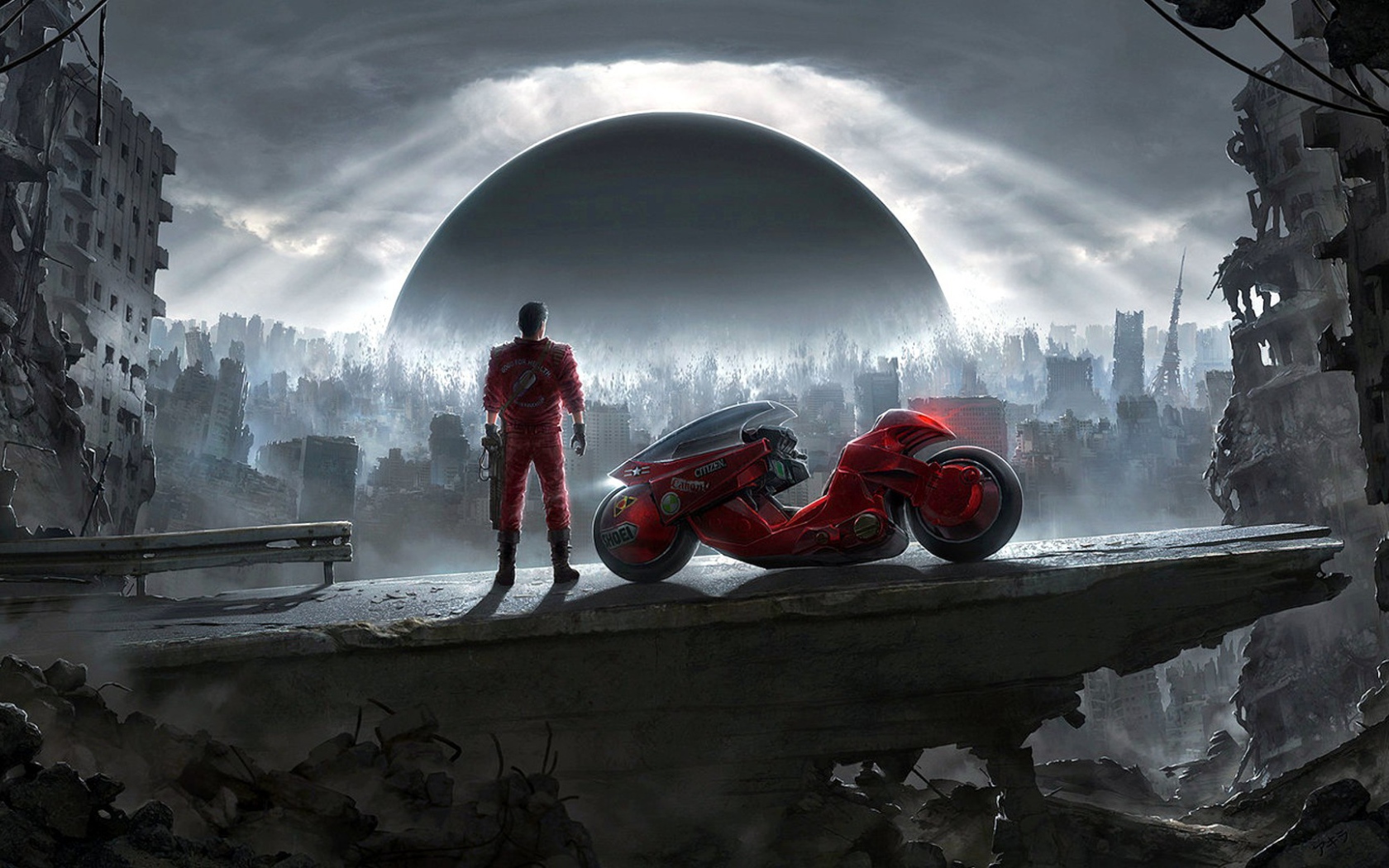 Руины старого города в аниме Акира