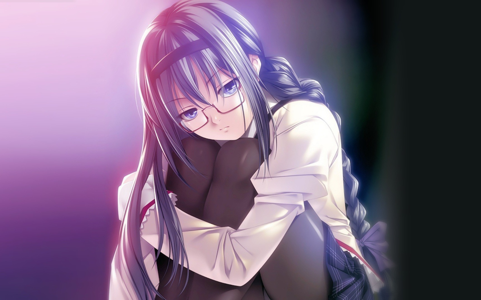 Грустная девушка из аниме Девочка-волшебница Мадока