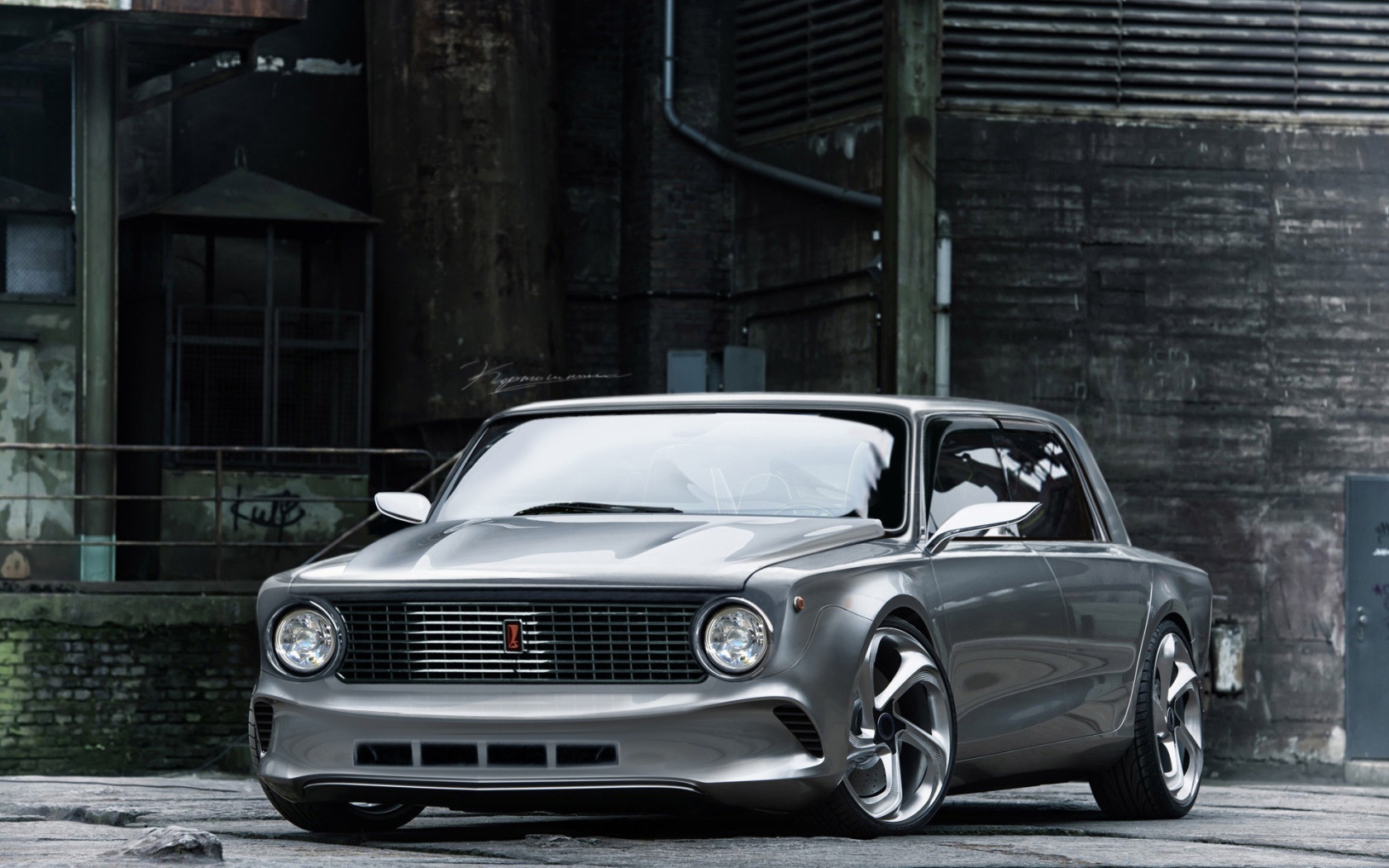 Серый ВАЗ после тюнинга