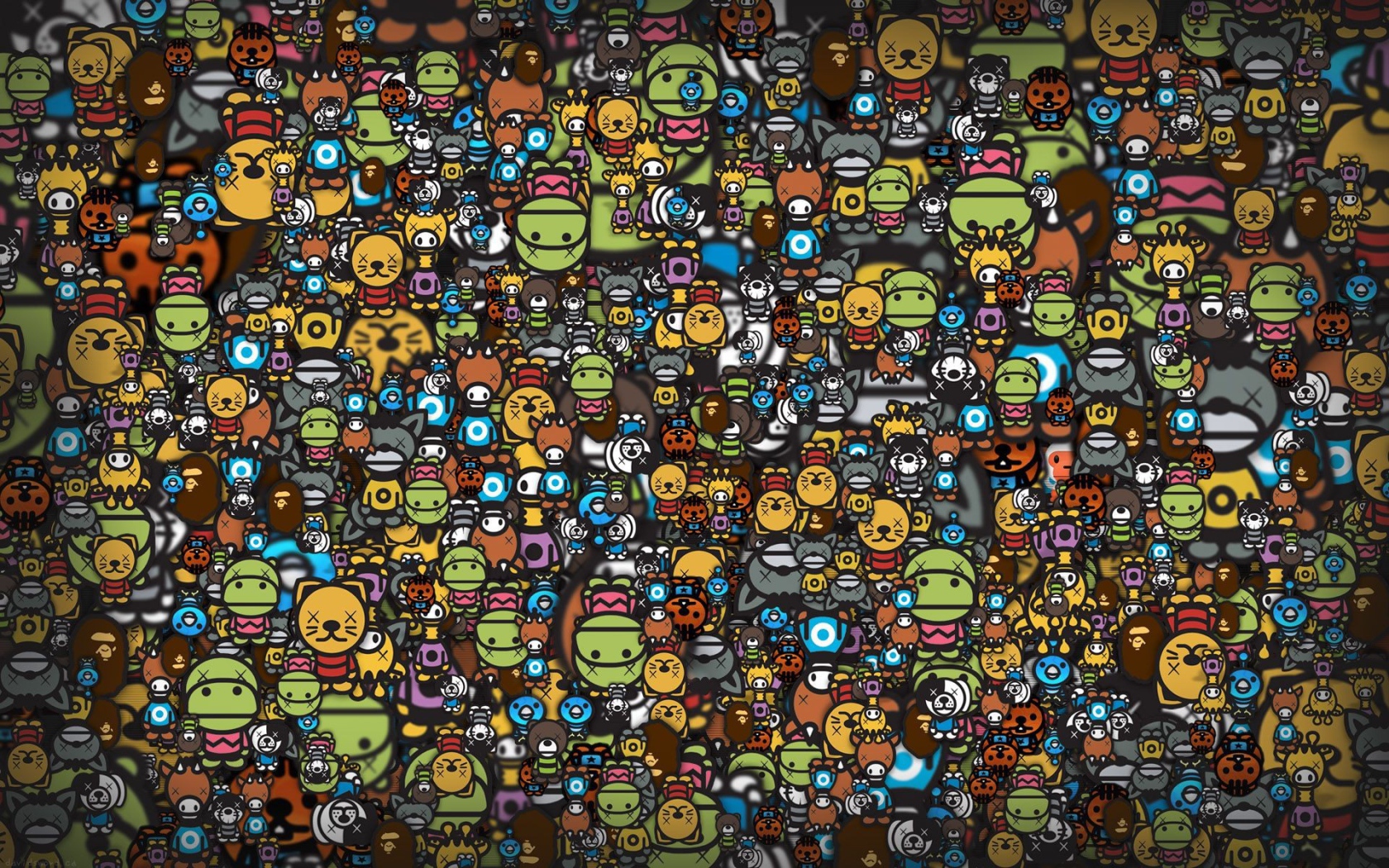 Фон из лиц героев аниме