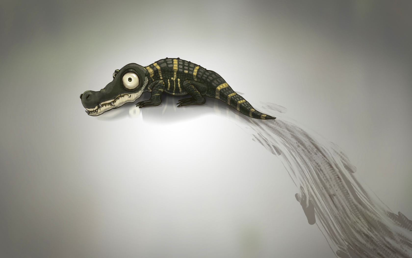 Крокодил оставил след на сером фоне