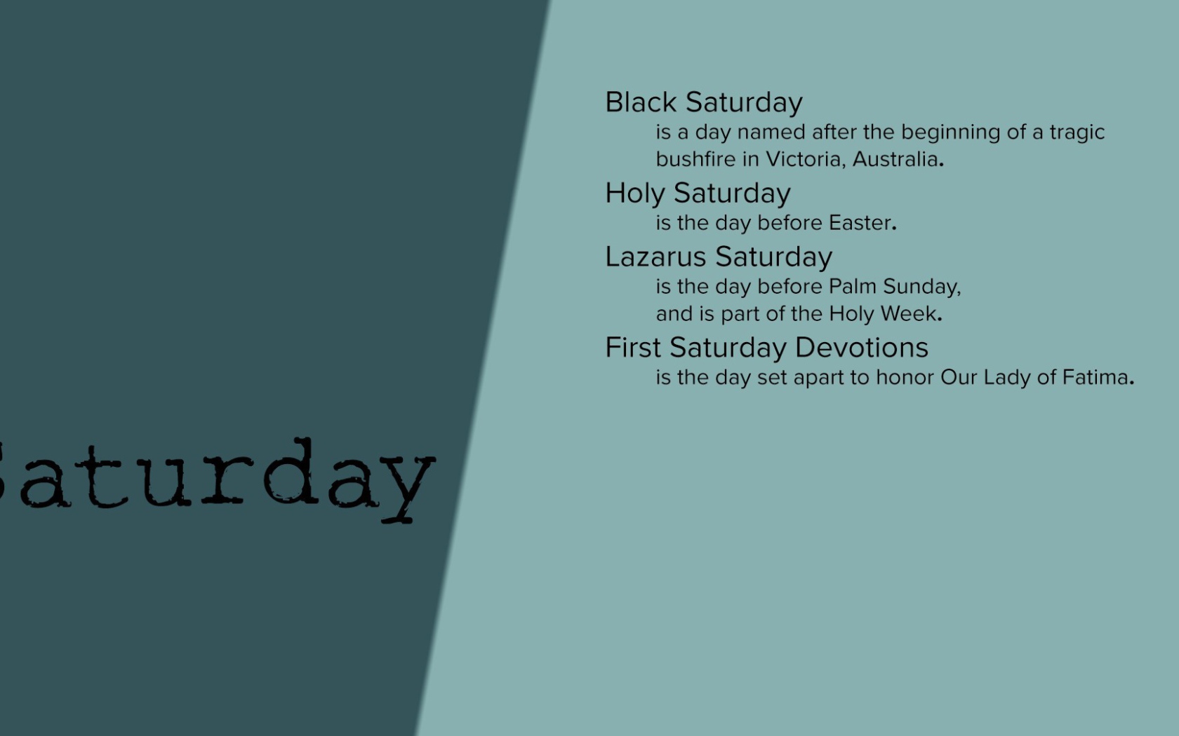 Описание субботы на английском языке