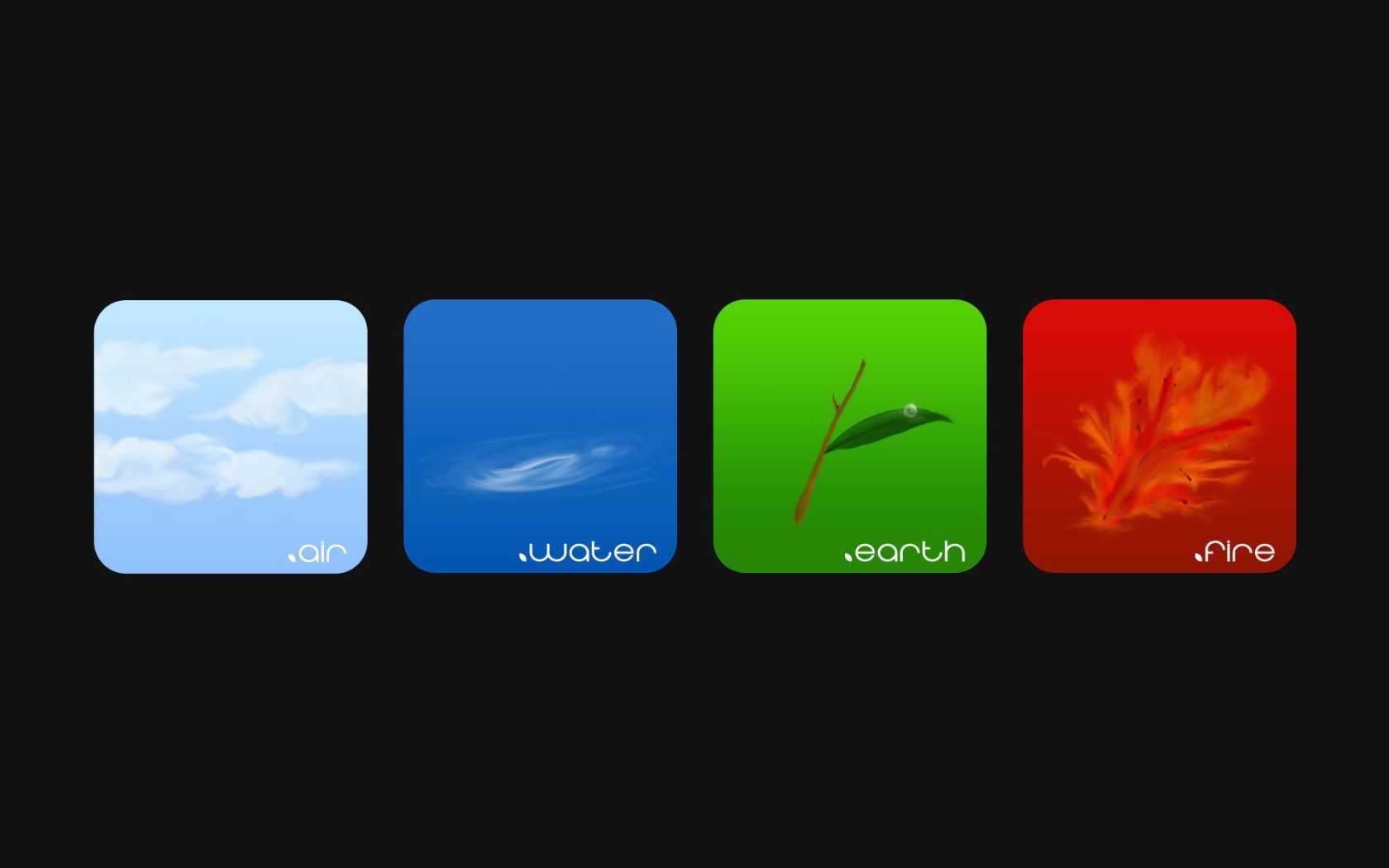 Четыре стихии на сером фоне