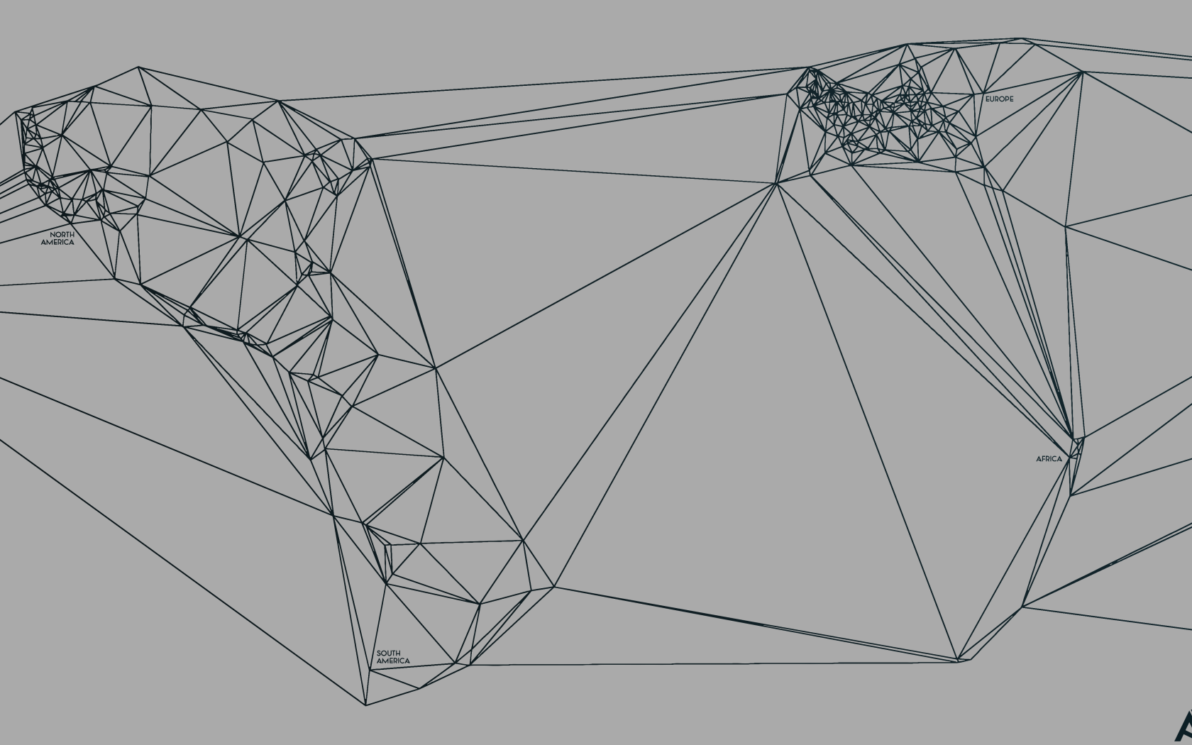 Геометрическая карта мира Nicholas Felton, серый фон