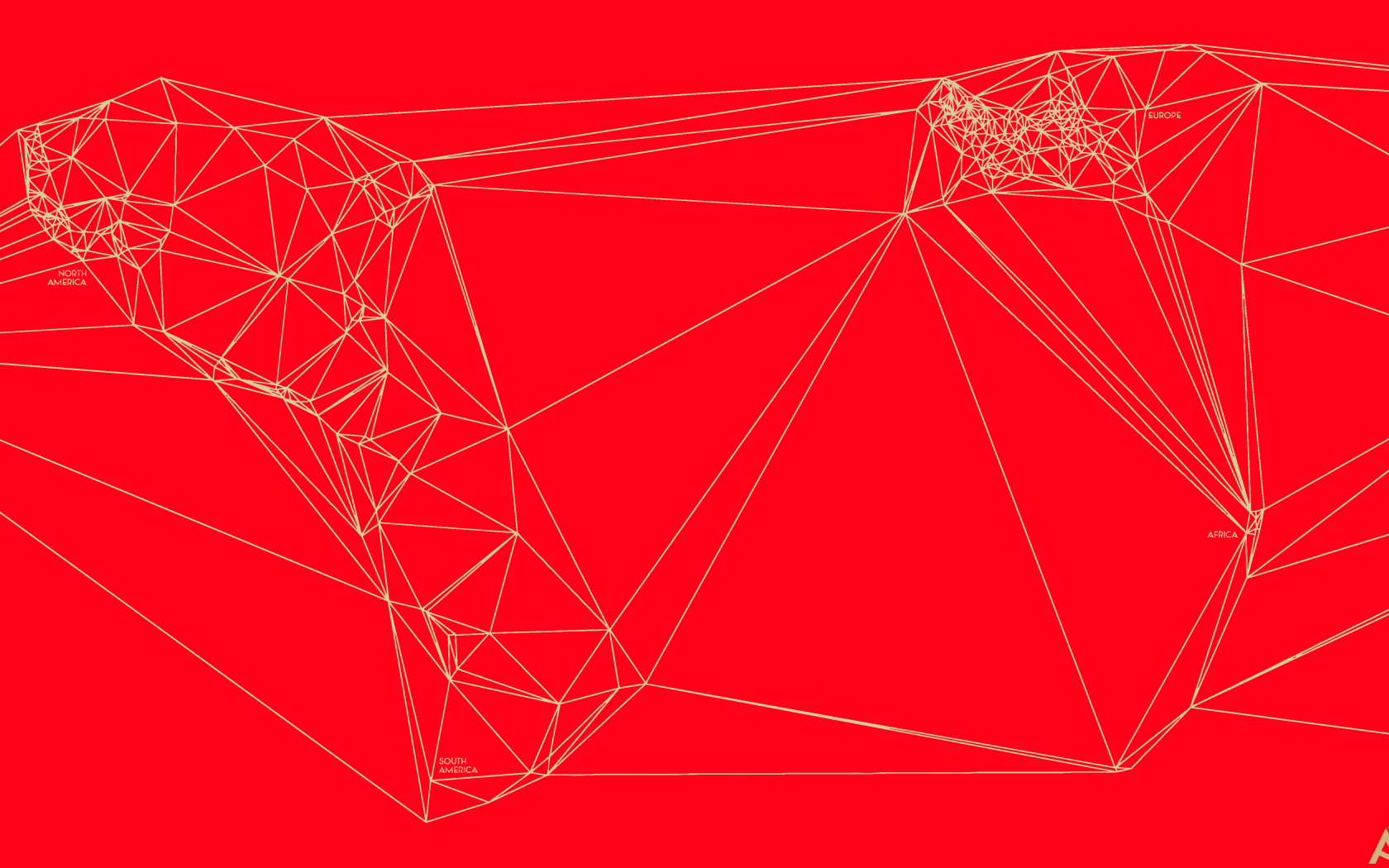 Геометрическая карта мира Nicholas Felton, красный фон