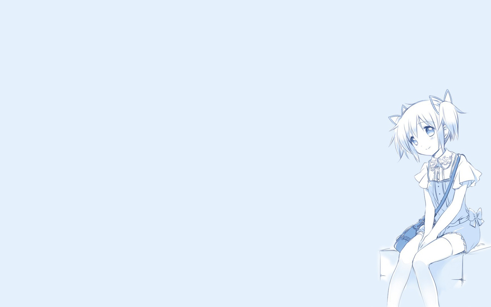 Девушка из аниме Mahou Shoujo Madoka, голубой фон