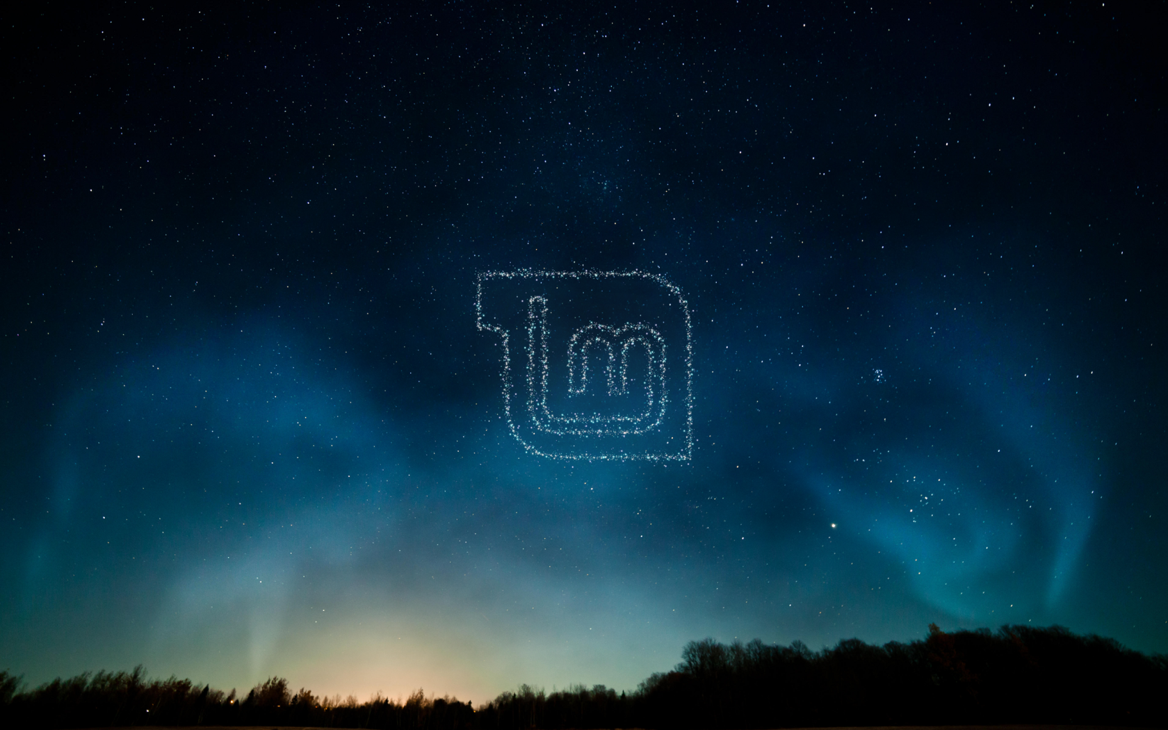 Логотип Linux Mint из звезд в небе