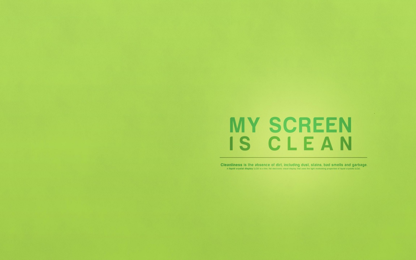 Мой экран чист, зеленый фон