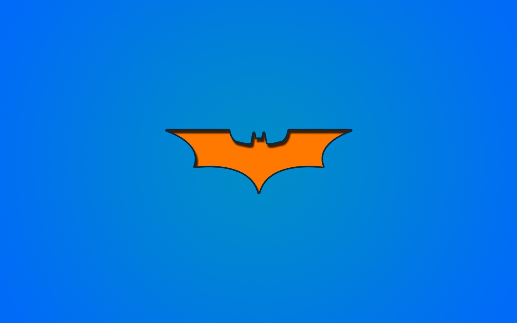 Оранжевый символ Бетмана на голубом фоне