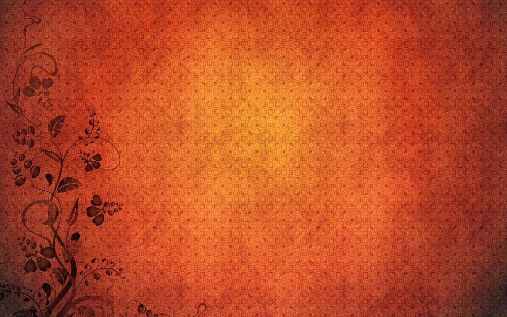 Орнамент из растений на оранжевом фоне