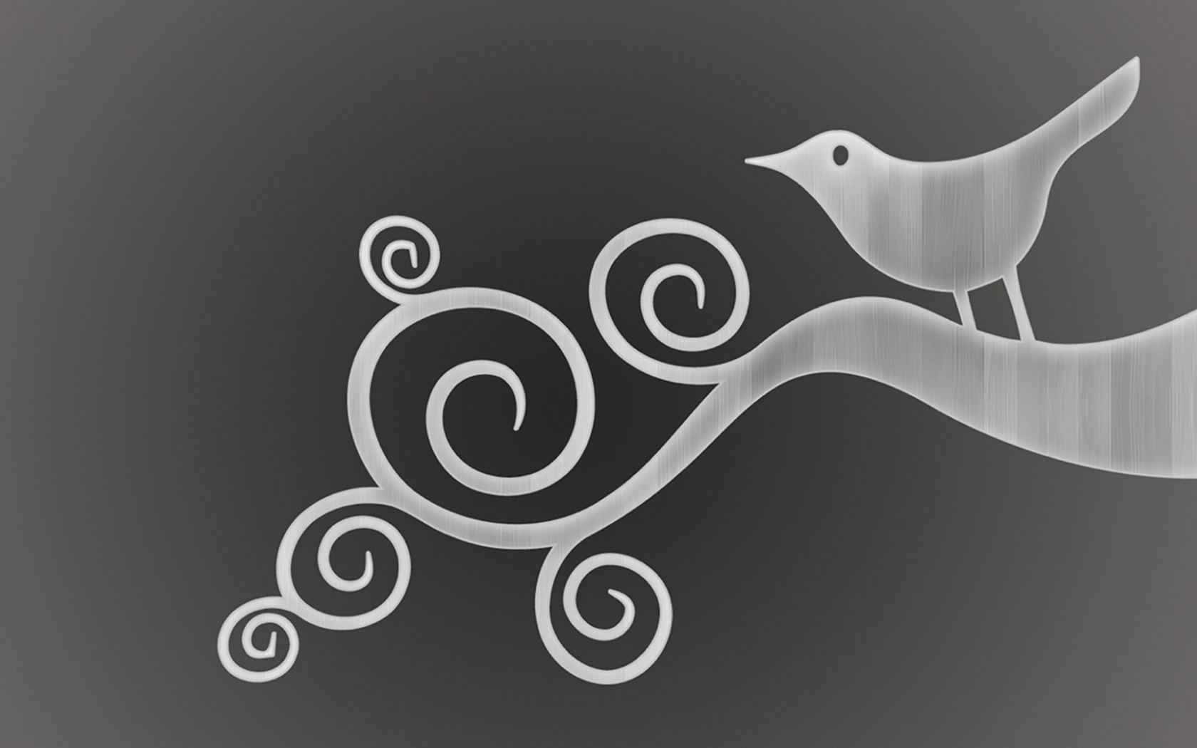 Орнамент птица на ветке, серый фон