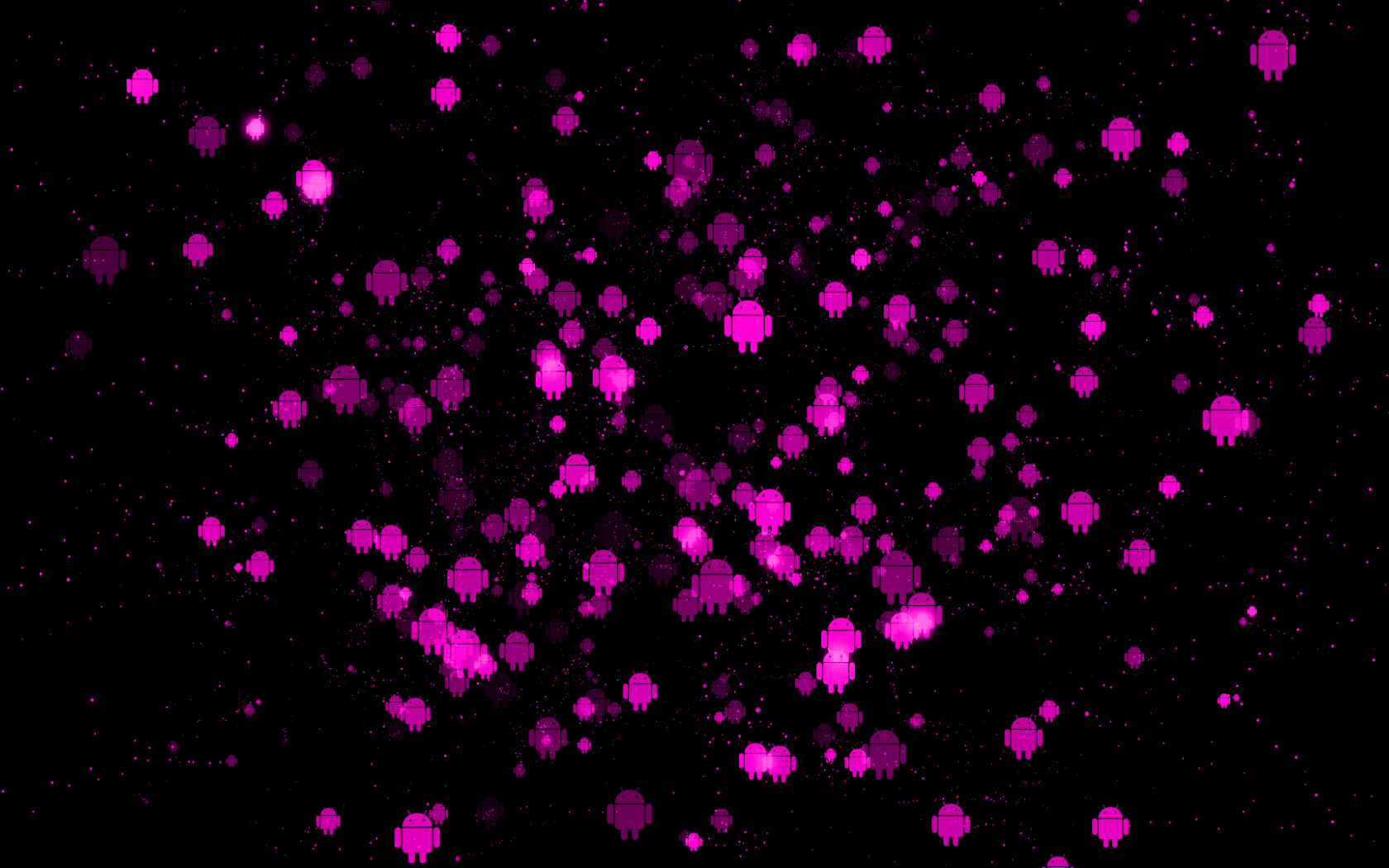 Розовые фигурки Андроида на черном фоне