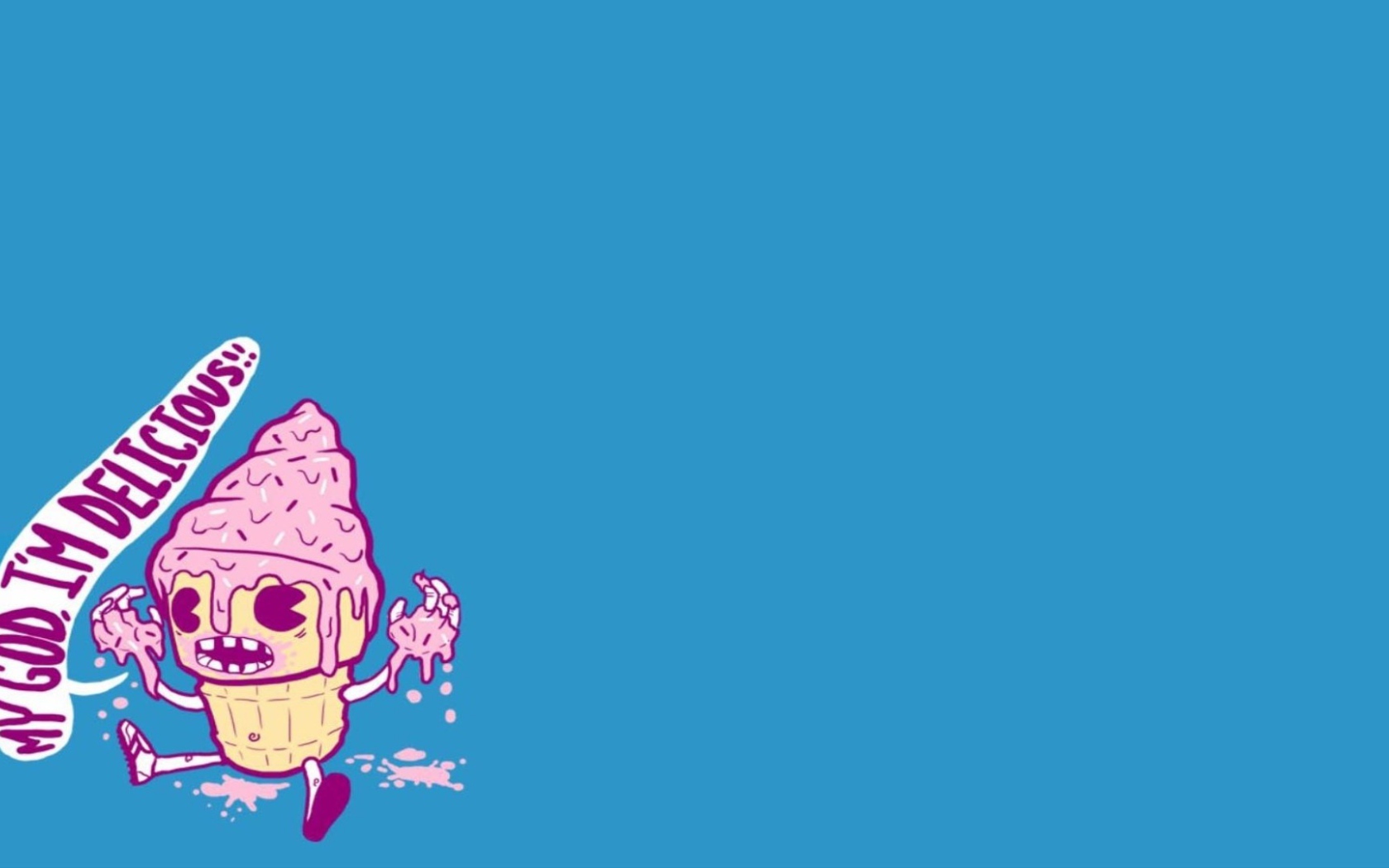 Розовое мороженое, голубой фон