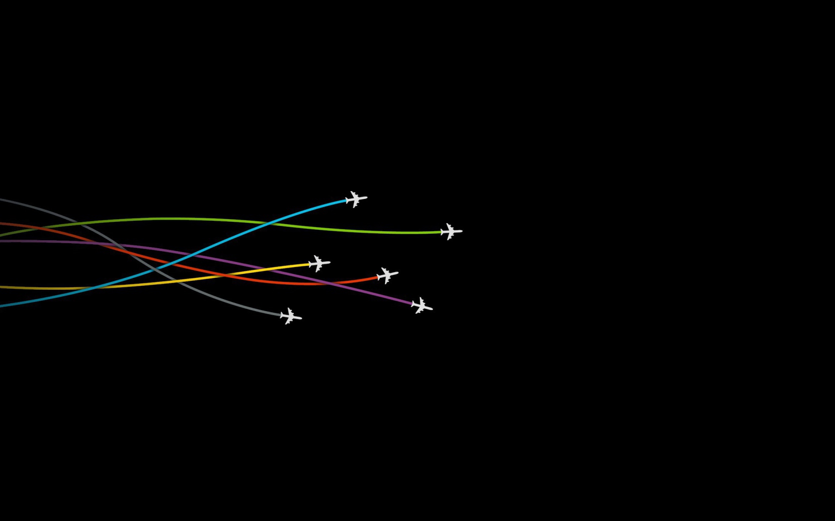 Самолеты оставляют следы на черном фоне