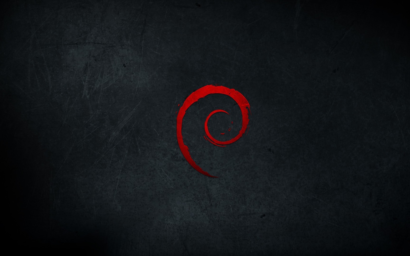 Красный символ Debian на черном фоне