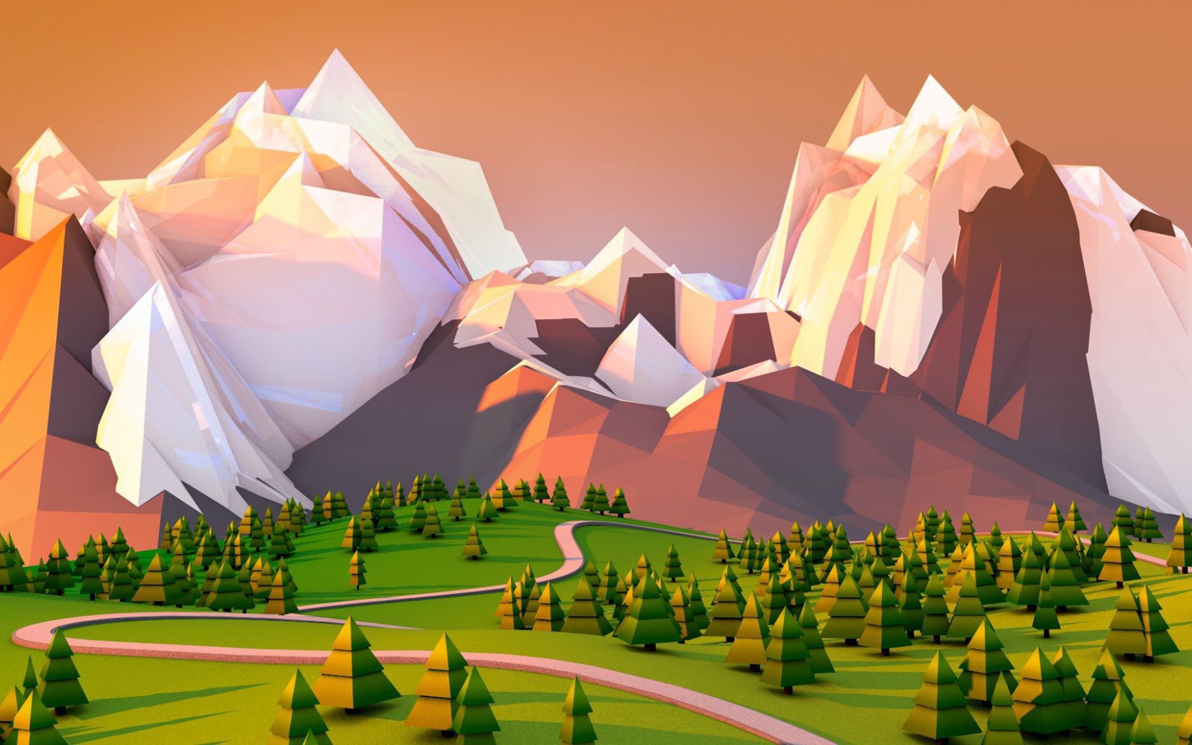 Кубический горный пейзаж