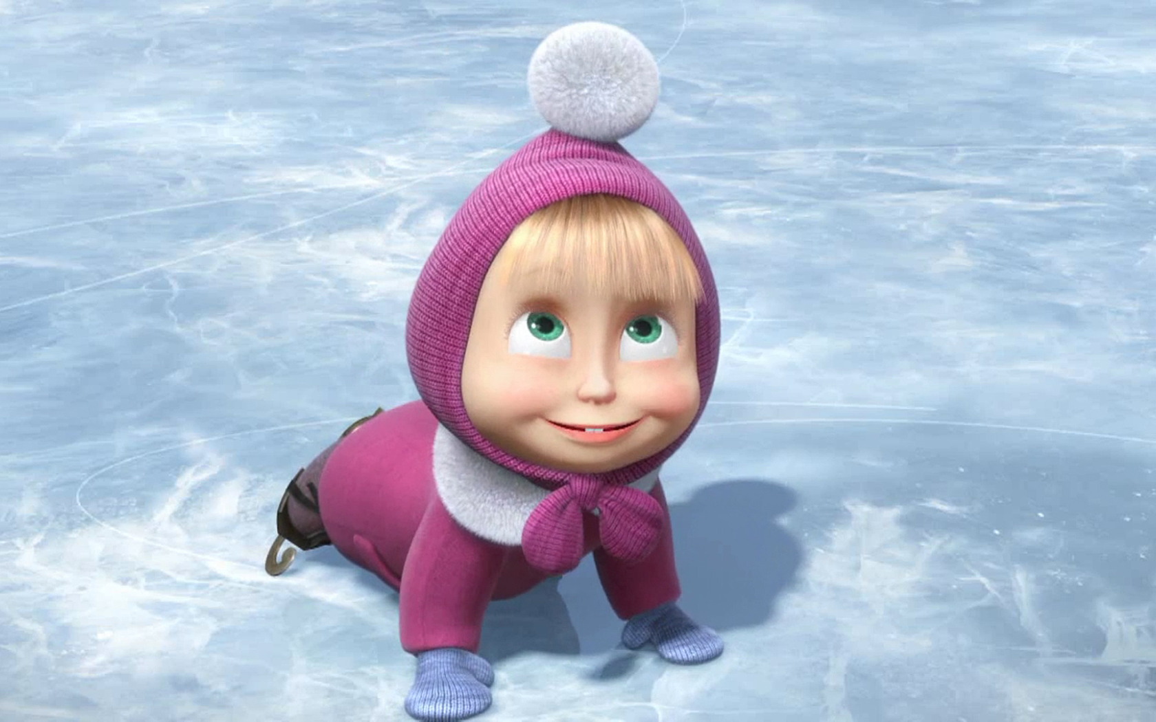 Маша катается на коньках, мультфильм Маша и медведь