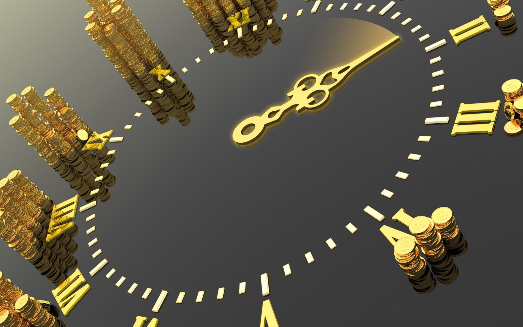 Стопки монет на циферблате