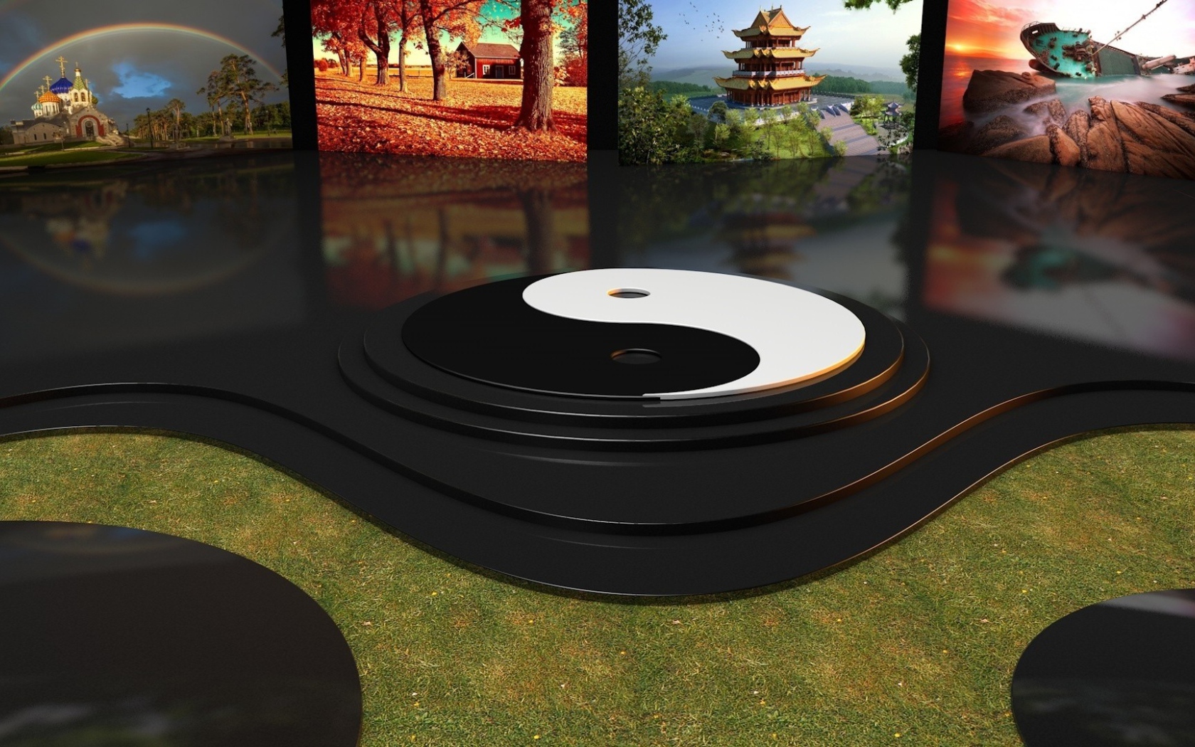 Символ Инь и Янь на полу