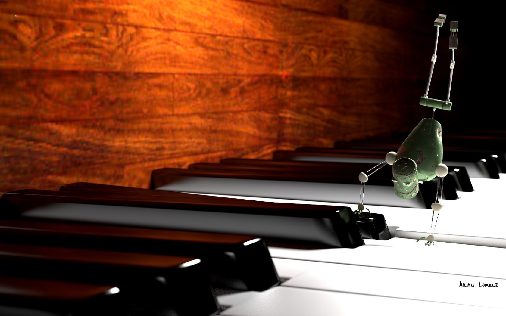 Маленький робот на пианино