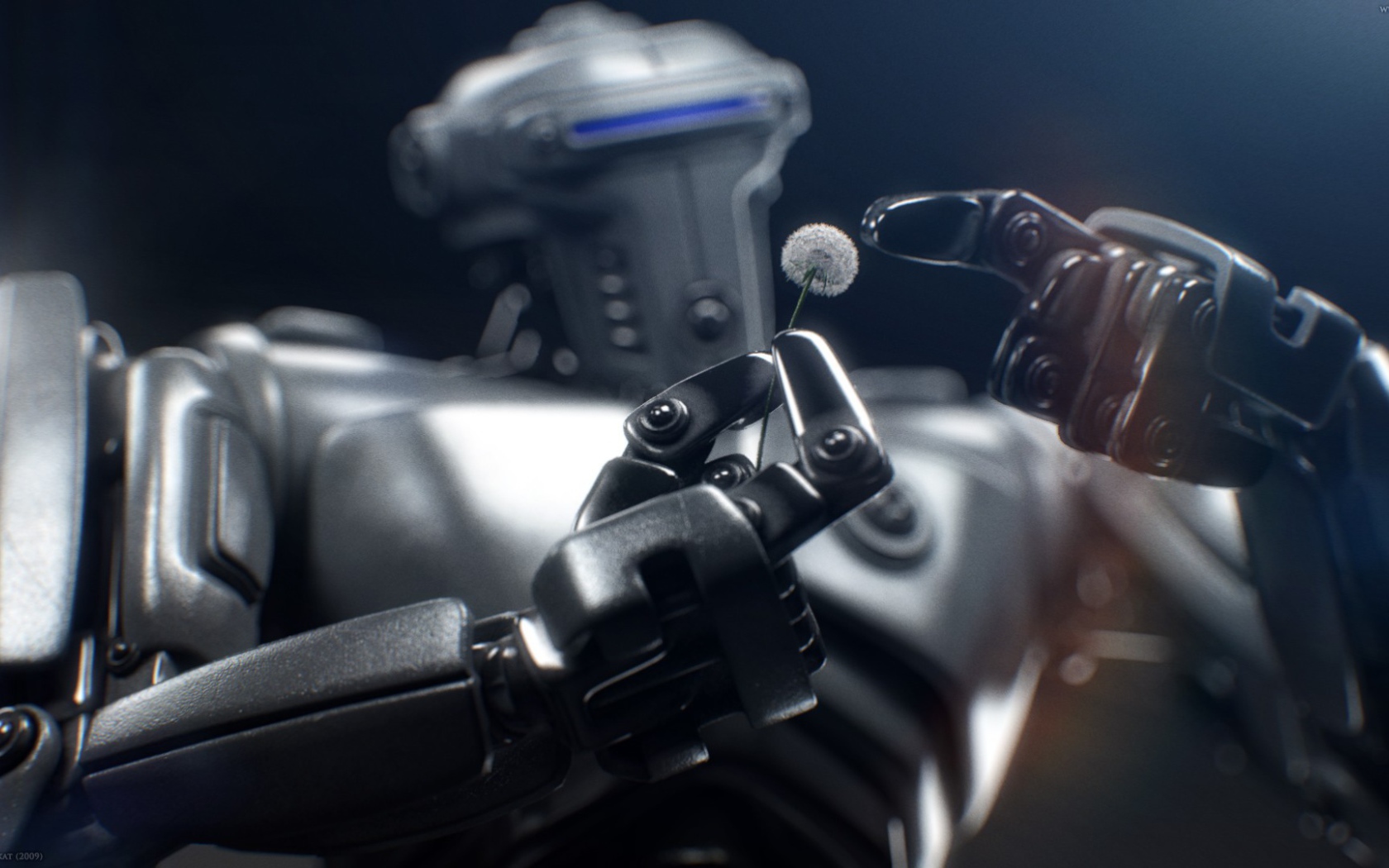 Одуванчик в руке робота