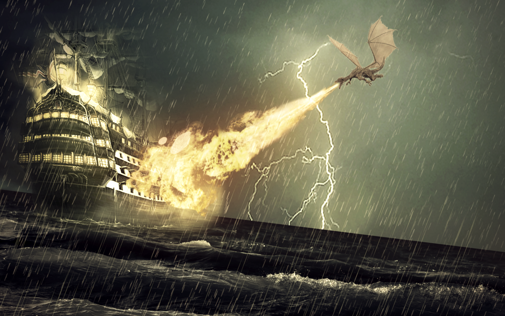 Дракон напал на корабль