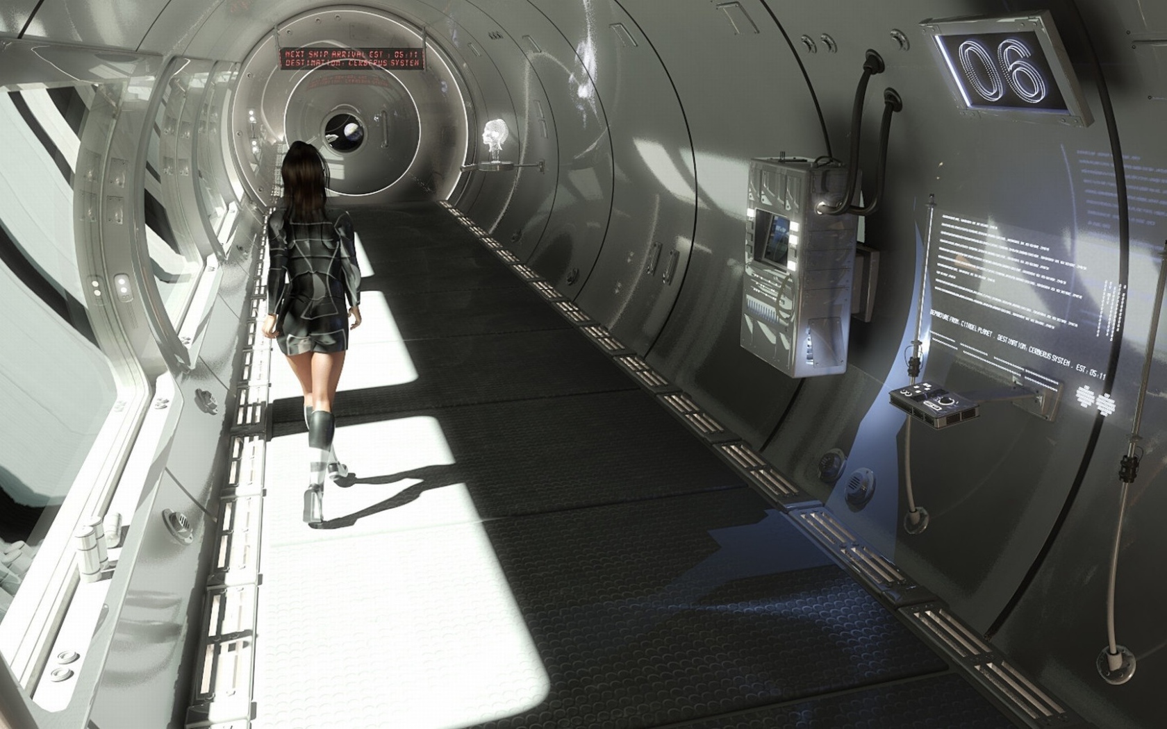 Девушка в переходе космической станции