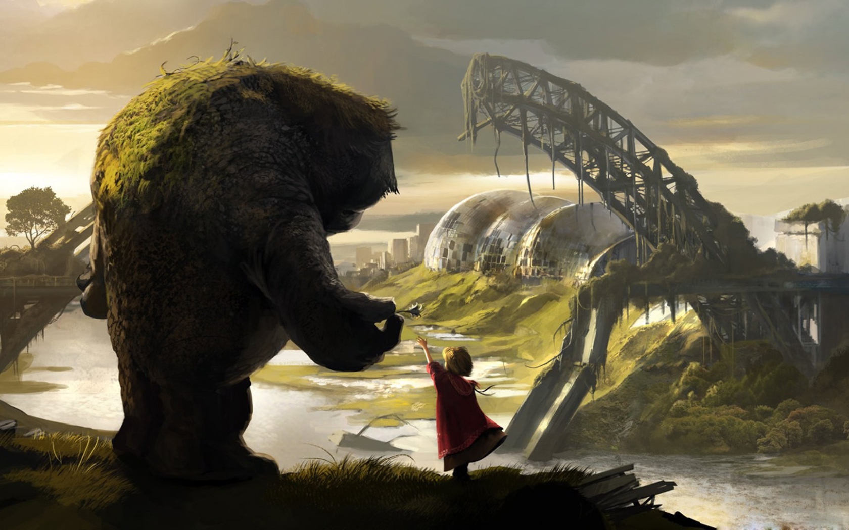 Девочка показывает чудищу свой город