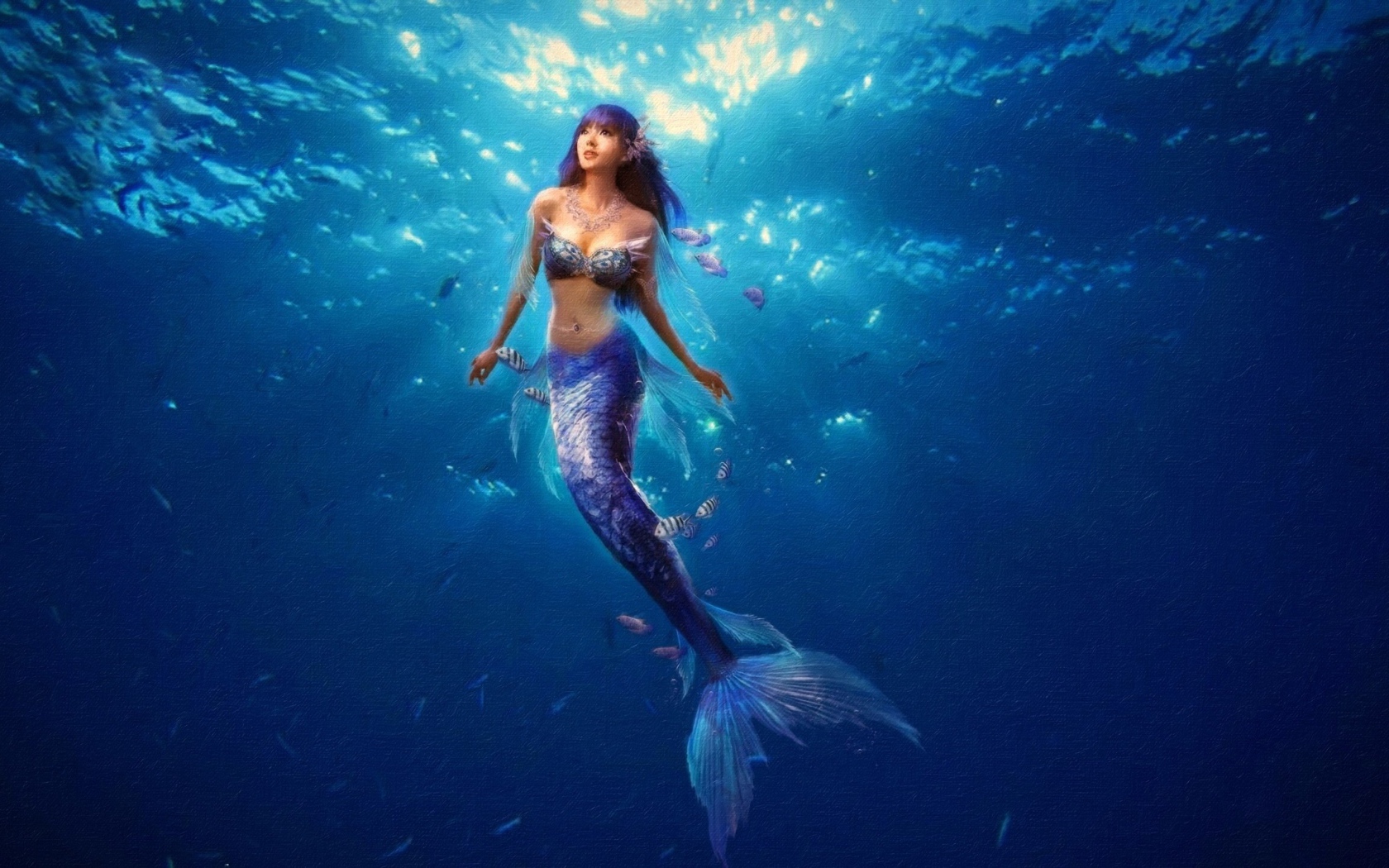 Русалка плывет к поверхности