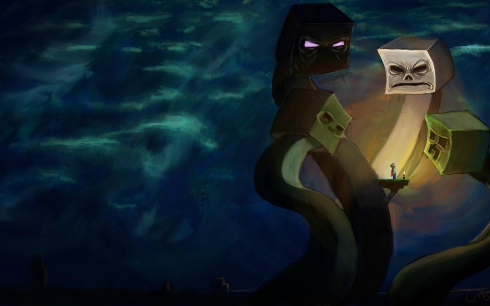 Чудовище с квадратными головами