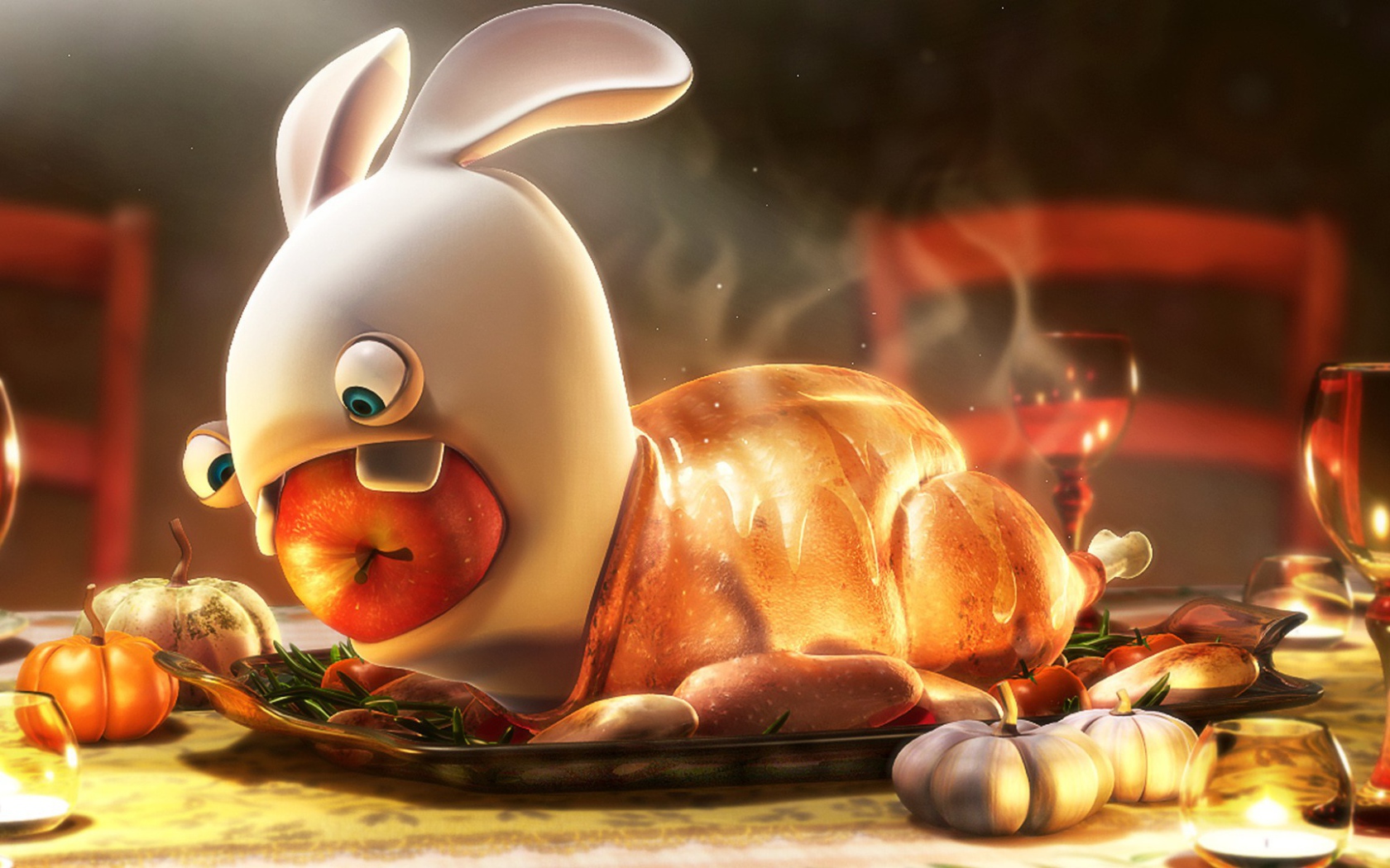 Кролик в утке на столе