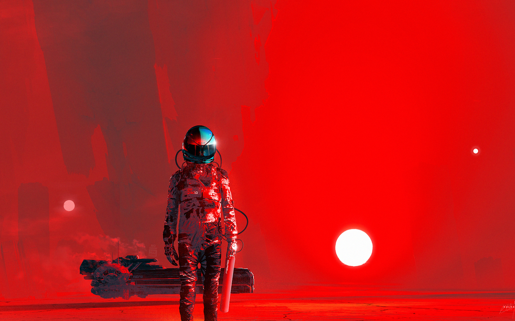 Девушка космонавт в красной дымке, Kuldar Leement