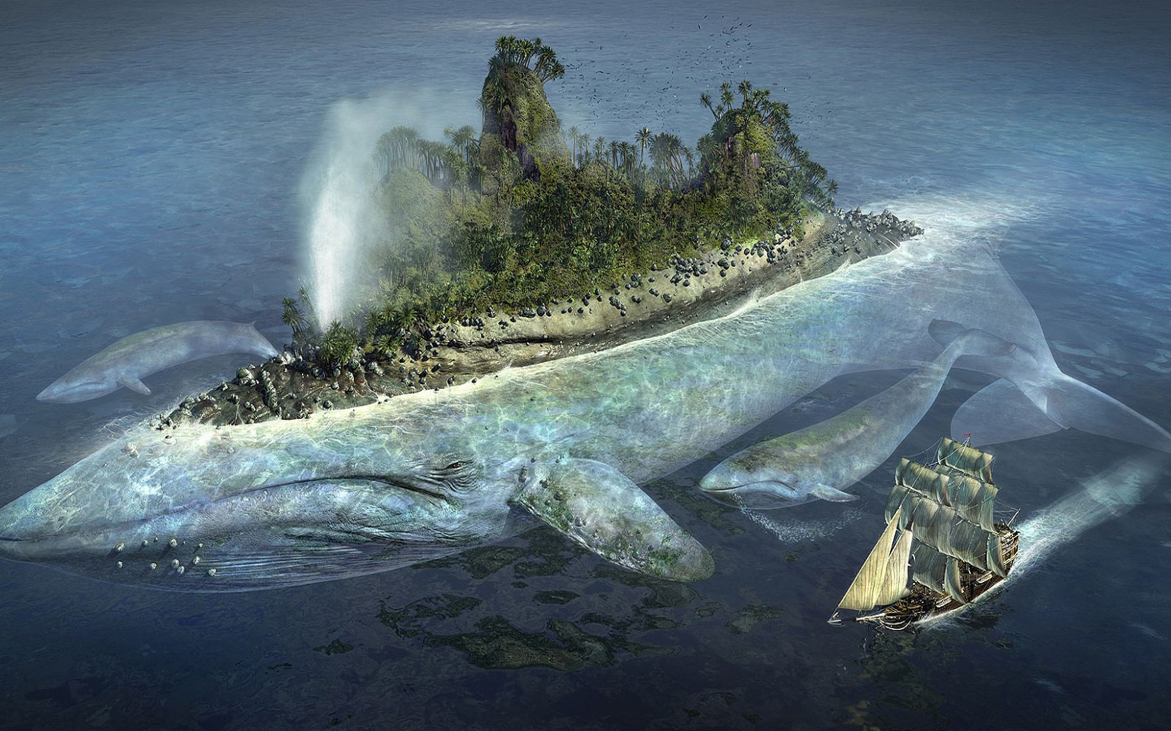 Остров на спине большой океанической рыбы