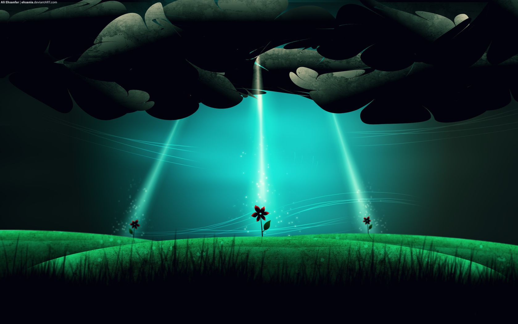 НЛО высаживает цветы на поле