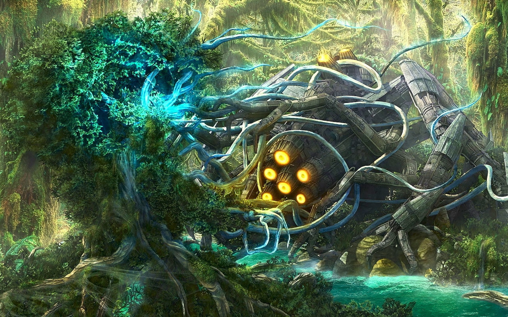 Космический корабль в лесу