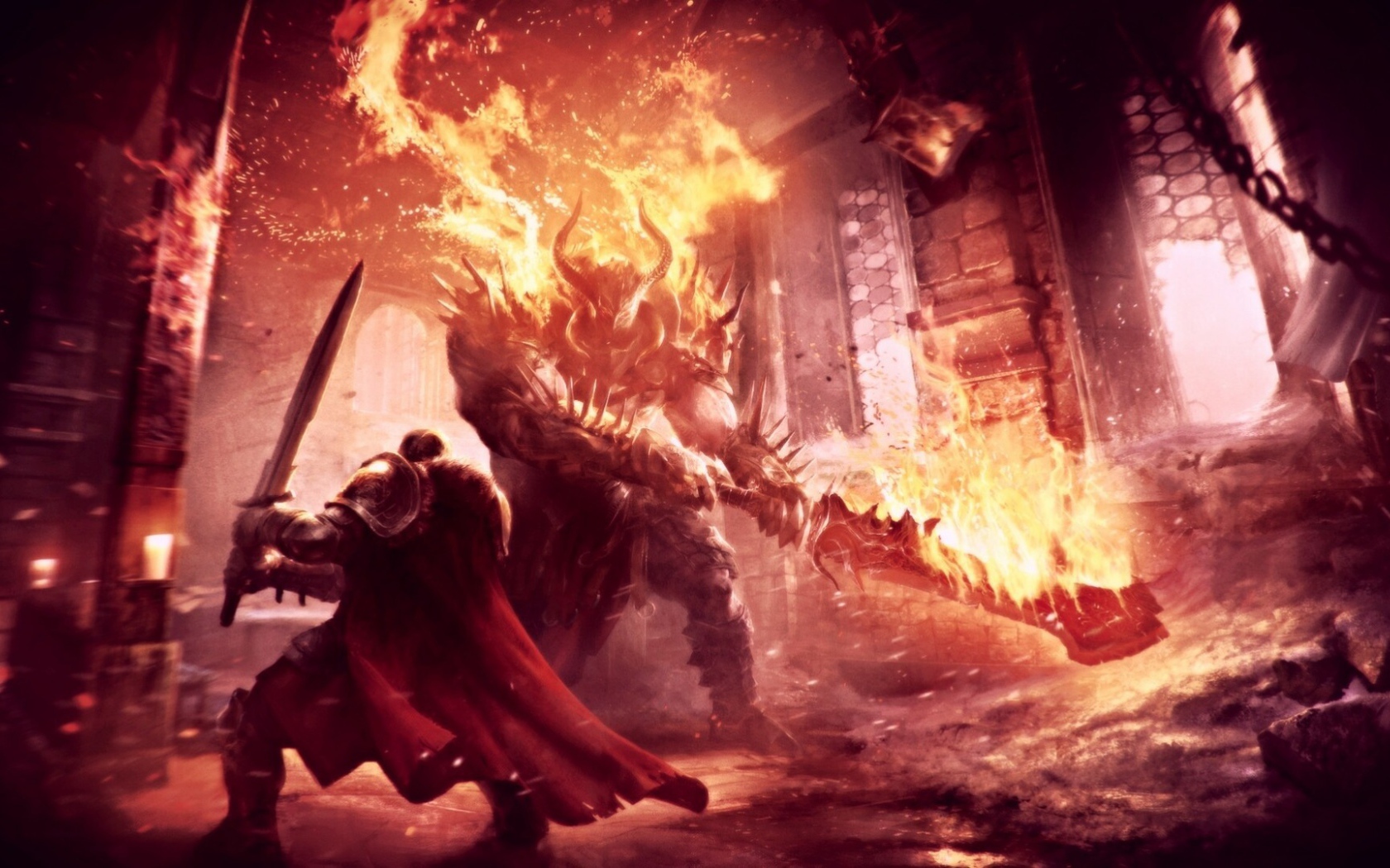 Огненный монстр в игре Lords of the Fallen