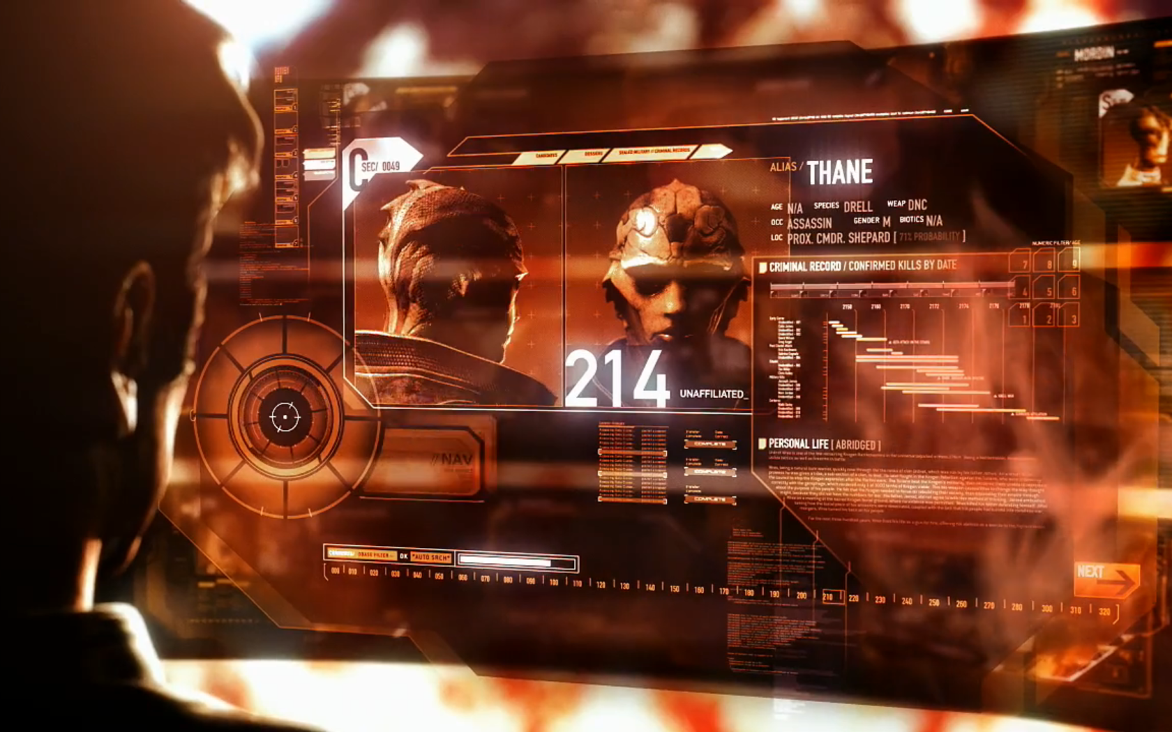 Профиль персонажа игры Mass Effect 2