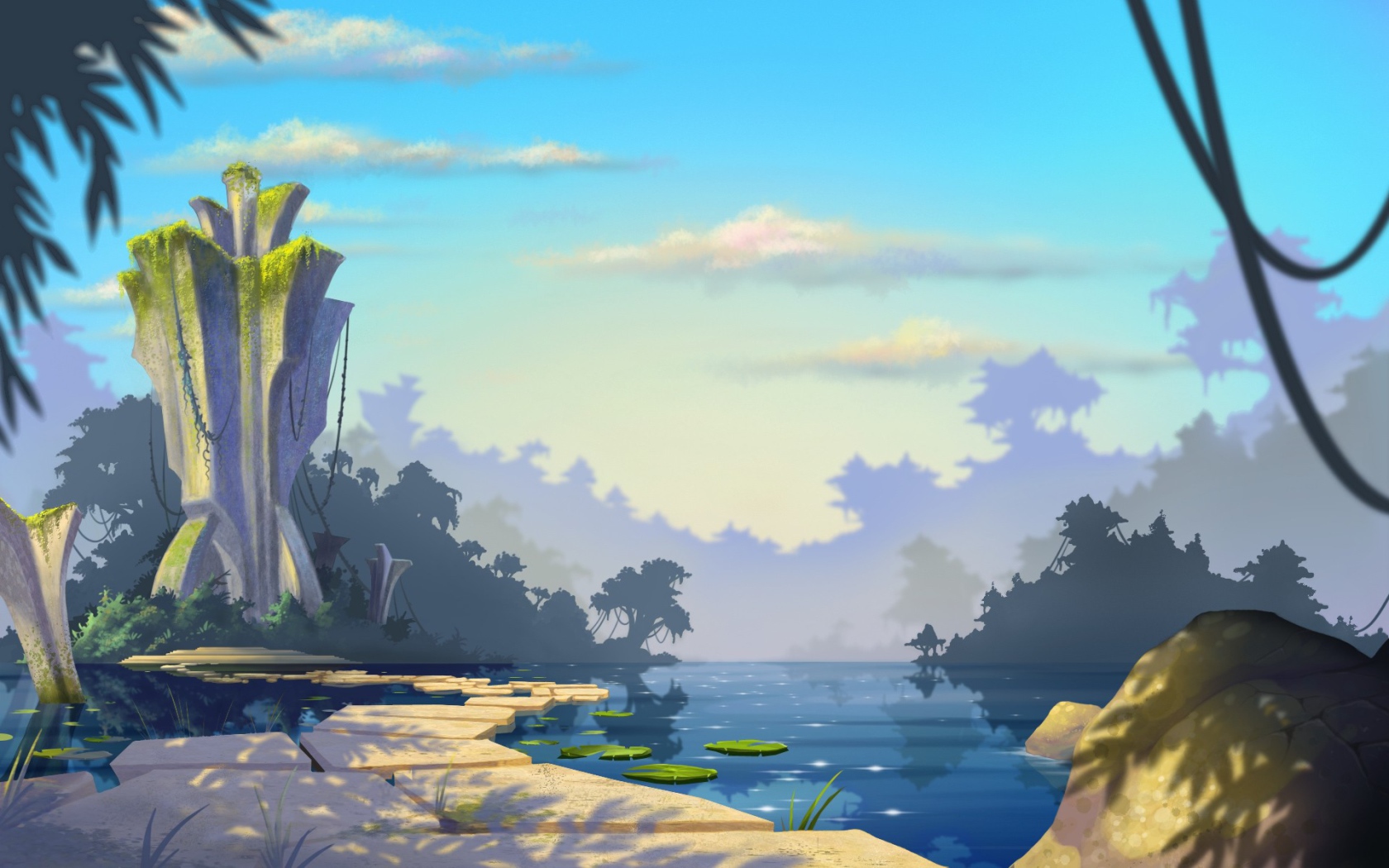 Строения в тропиках, фон игры Bejeweled 3