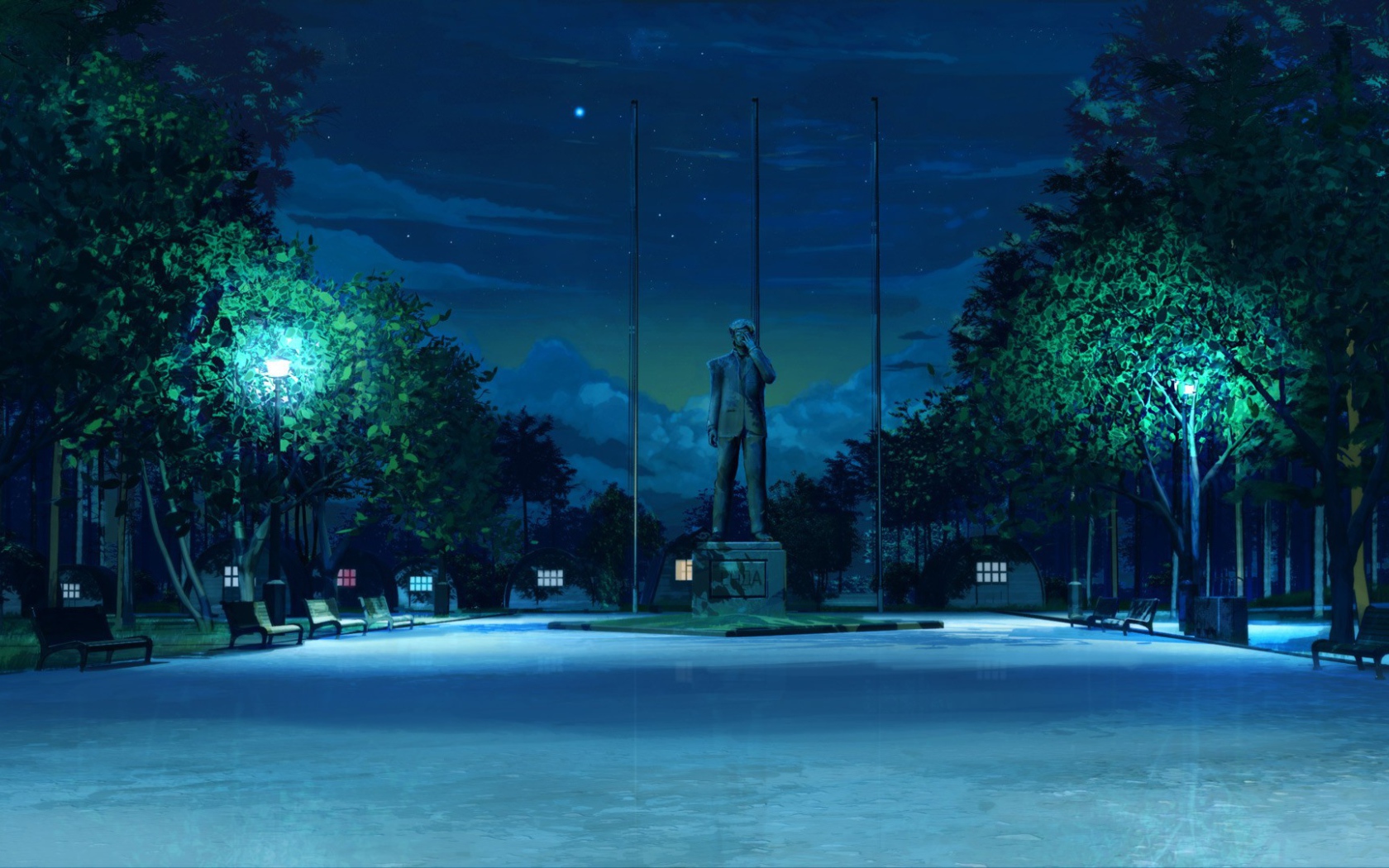 Городская площадь в игре Бесконечное лето